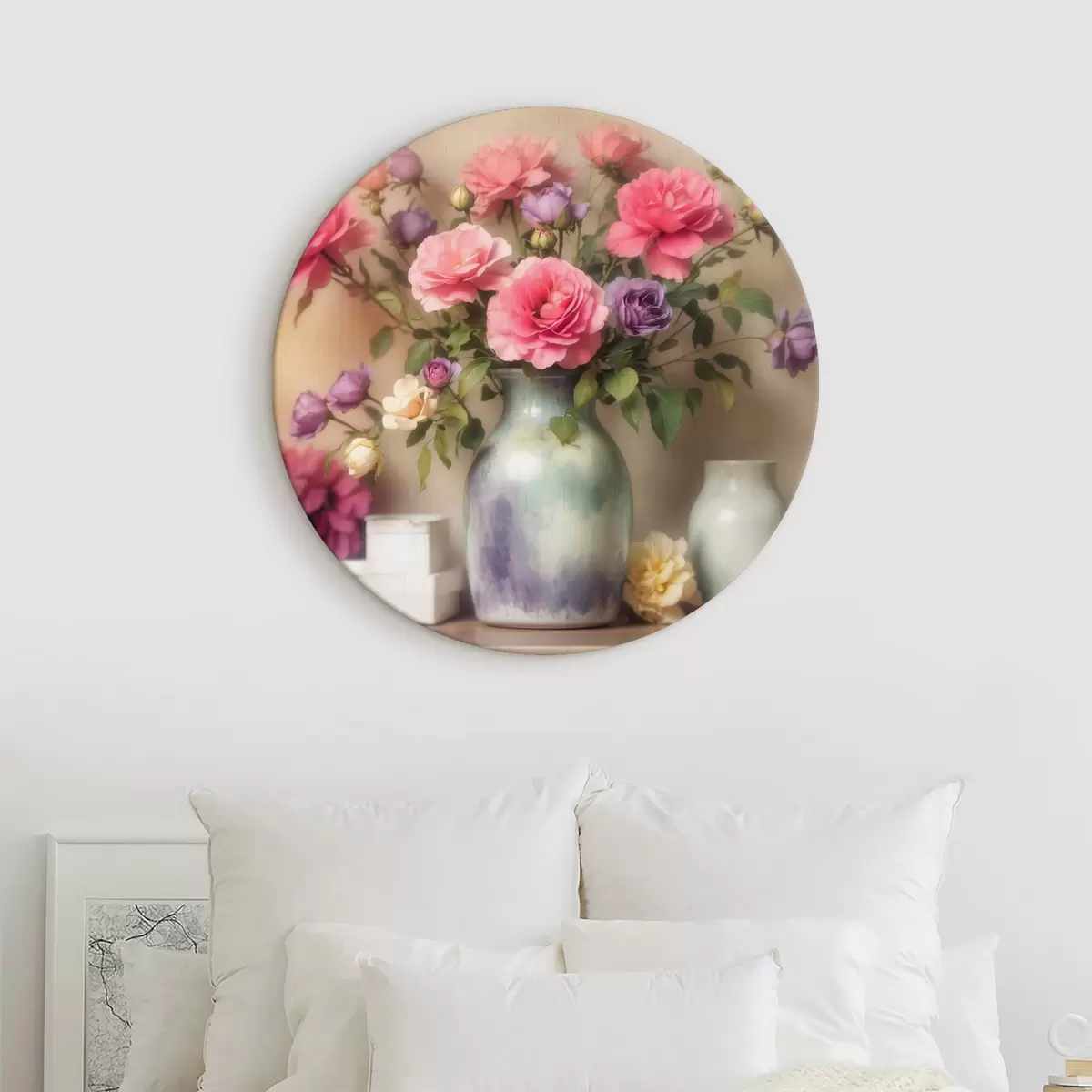 Tableaux rondes Fleurs dans un vase sur la table r40333