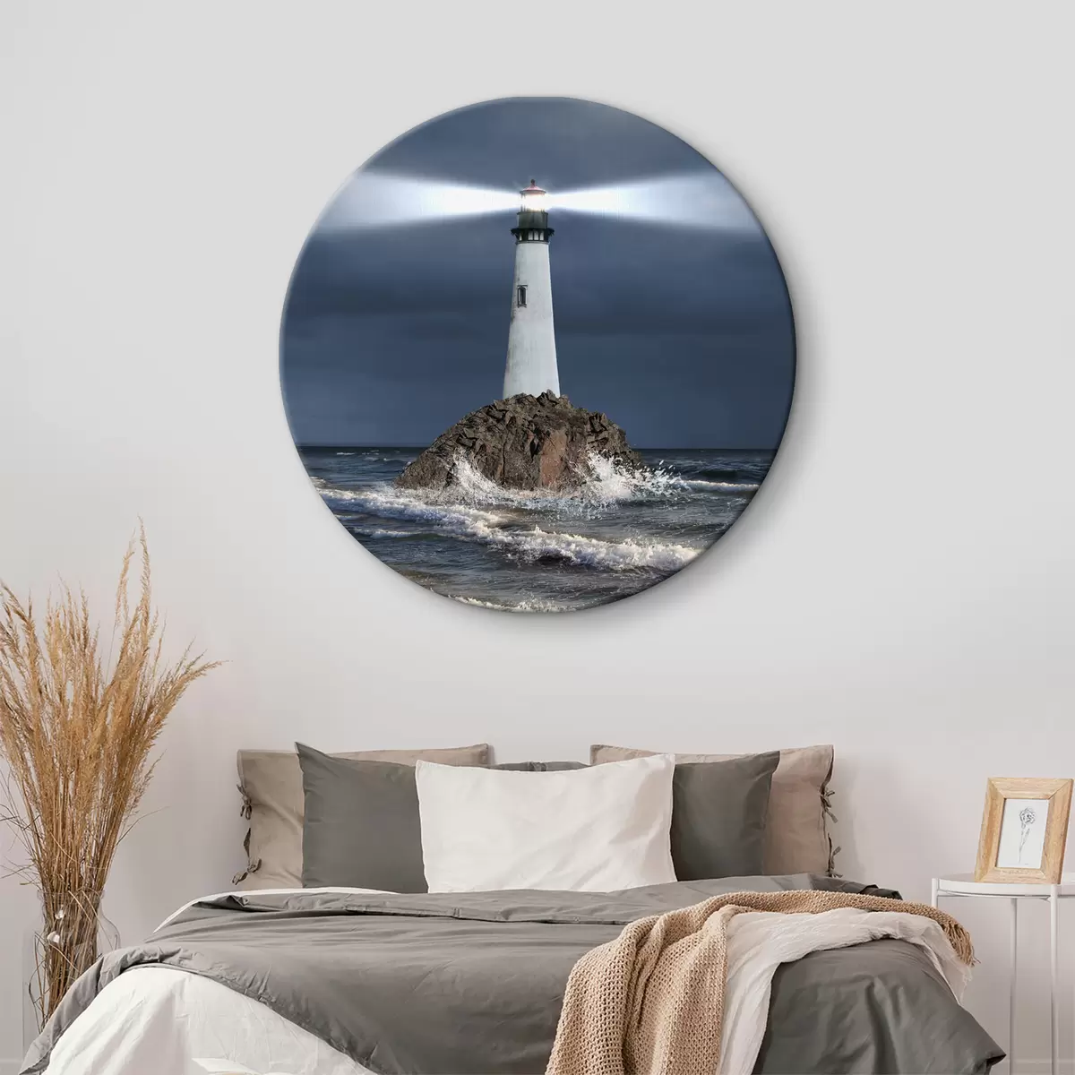 Tableaux rondes Eau, phare et ciel r08187