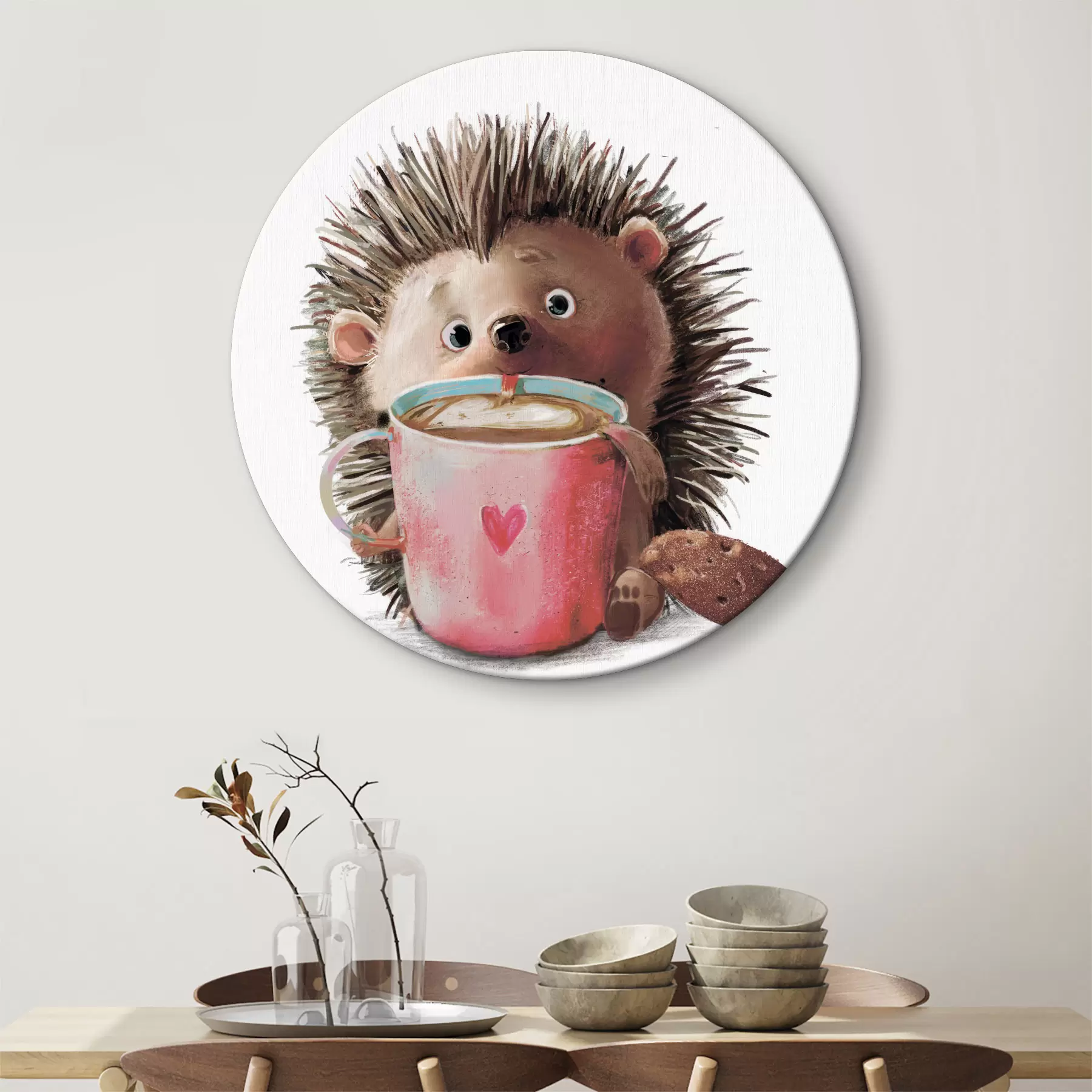 Tableau Hérisson et tasse de café r35039