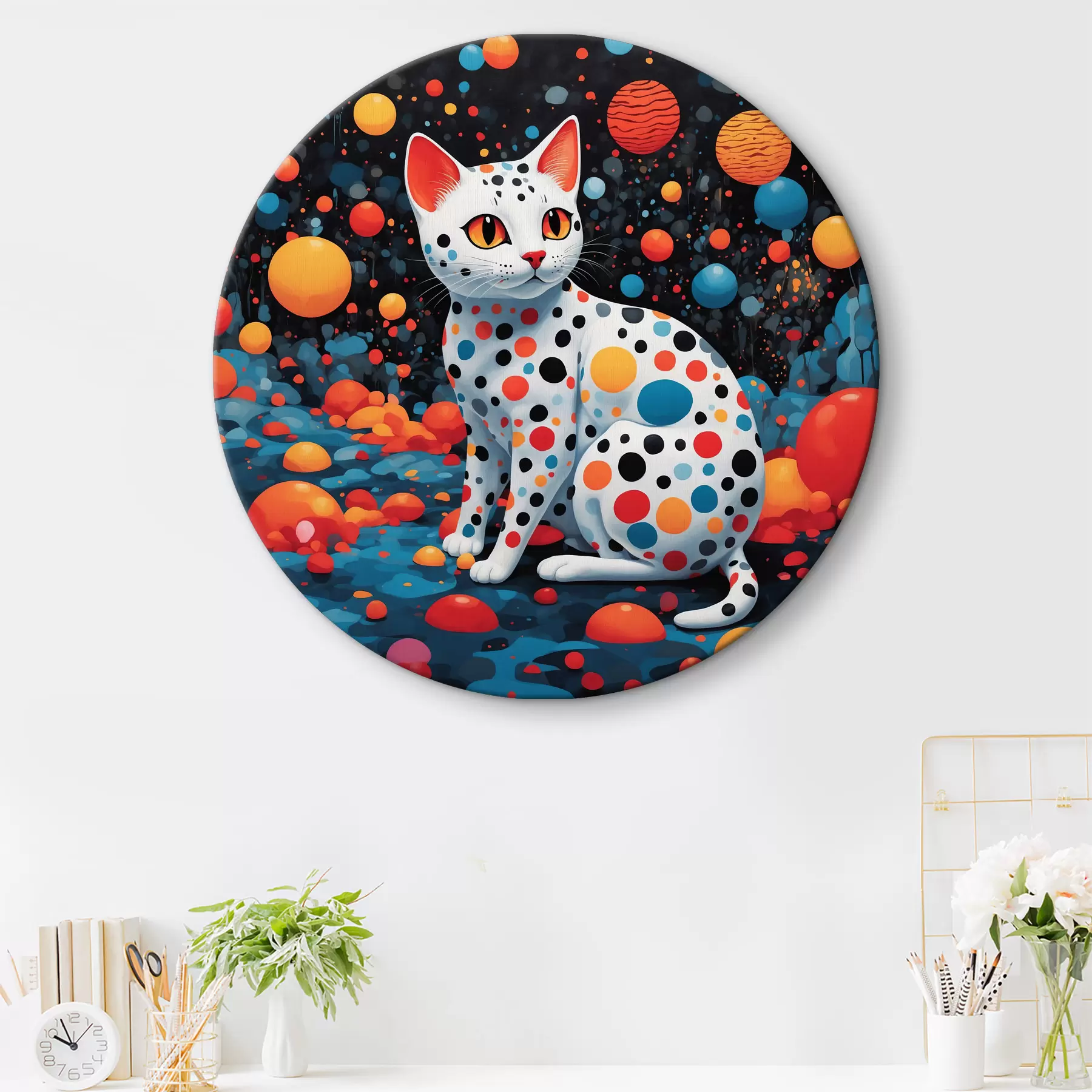 Tableau Chat en cercle dans un cercle r38679