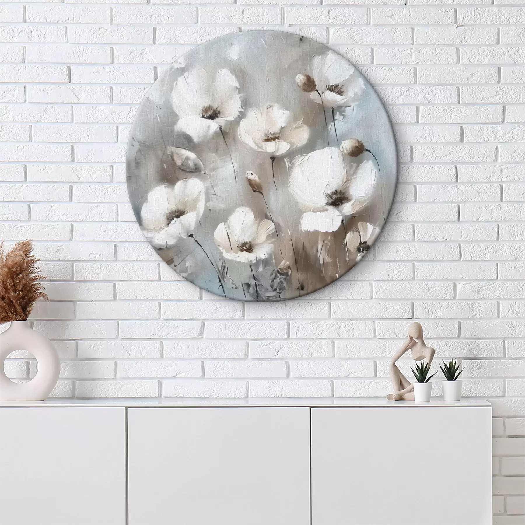Tableau Texture imprimée de plantes de fleurs sauvages blanches r38925