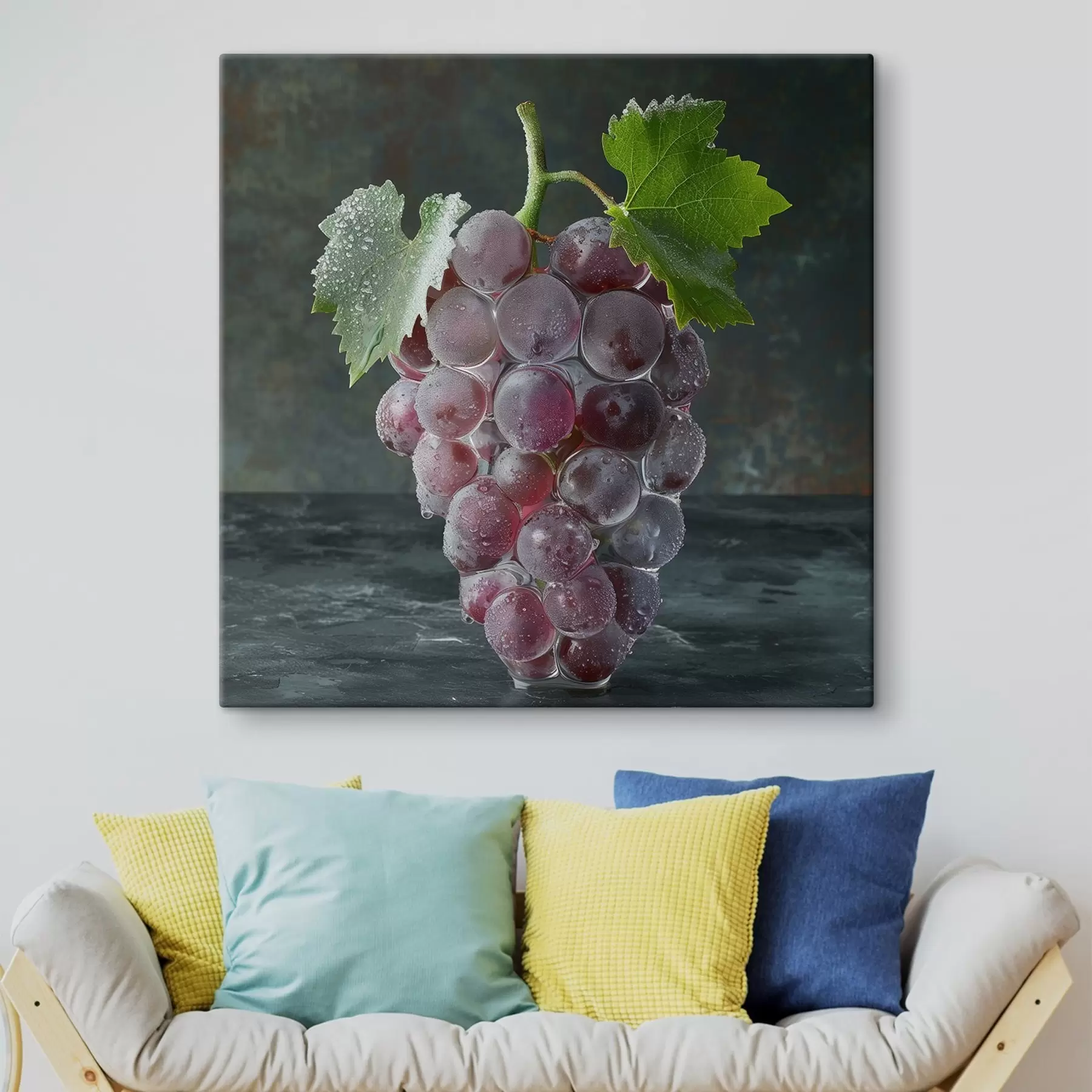 Tableau Fruits, grappe de raisin dans le gel s42072