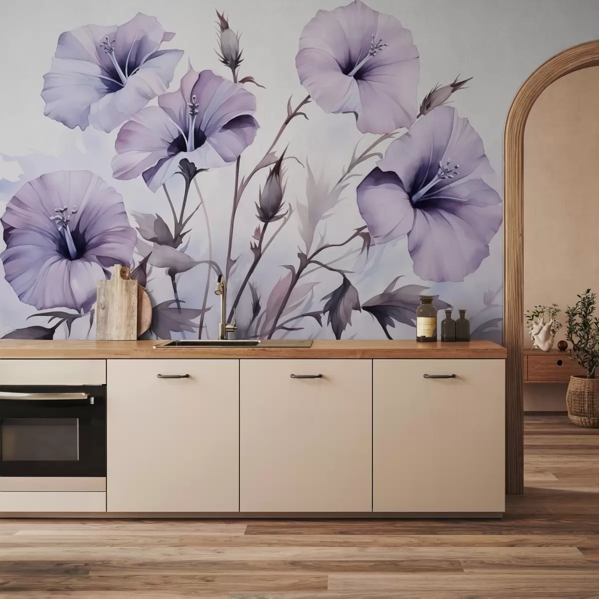 Papier peint Fleurs de pétunia imitation aquarelle w02466