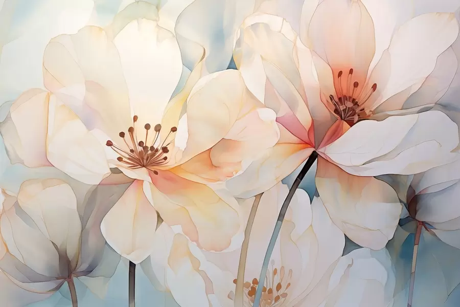 Papier peint Fleurs à grands pétales imitation aquarelle w02501