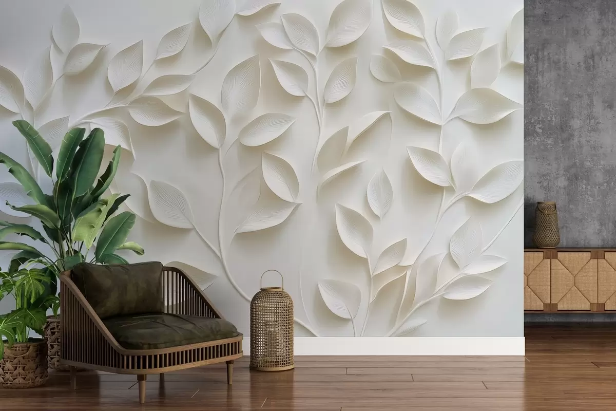 Papier peint Branches volumineuses avec feuilles w02504