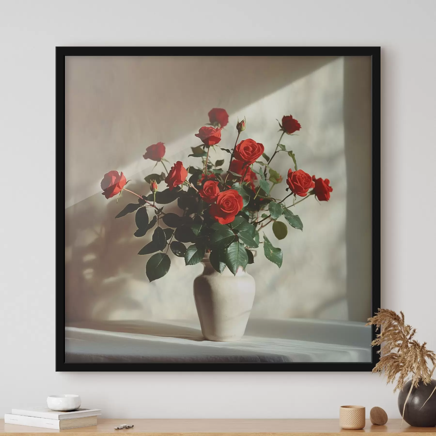Papier peint Vase avec roses rouges f37379