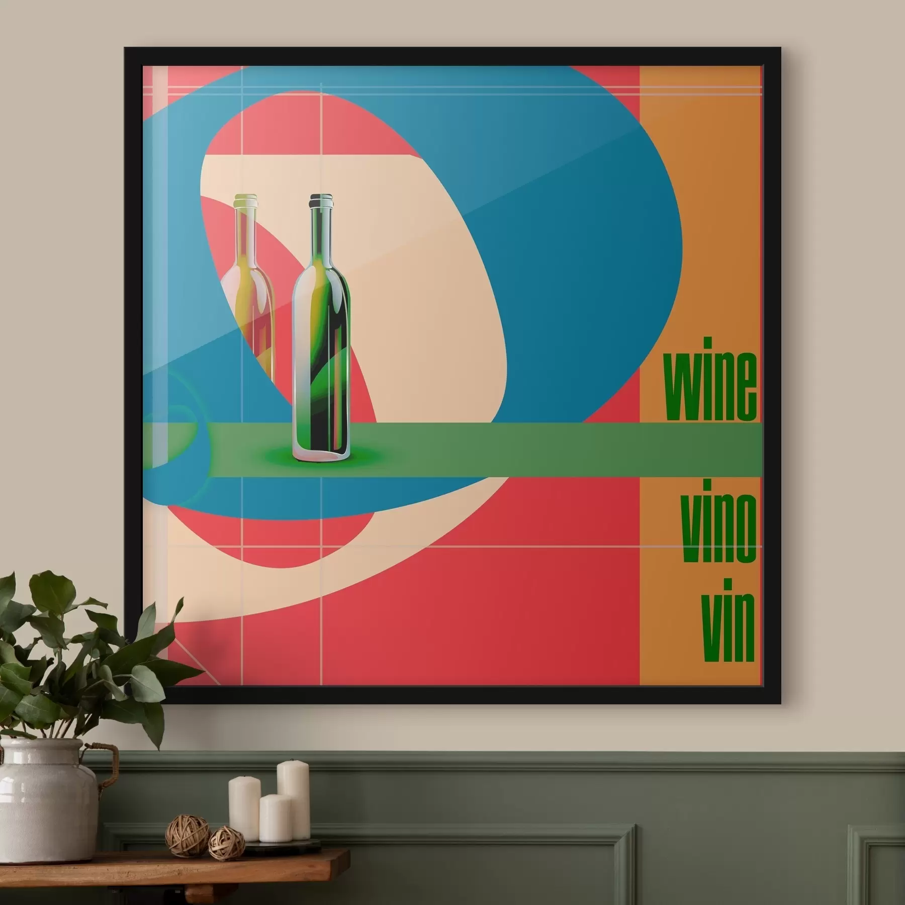 Papier peint Bouteille de vin sur fond coloré f37639