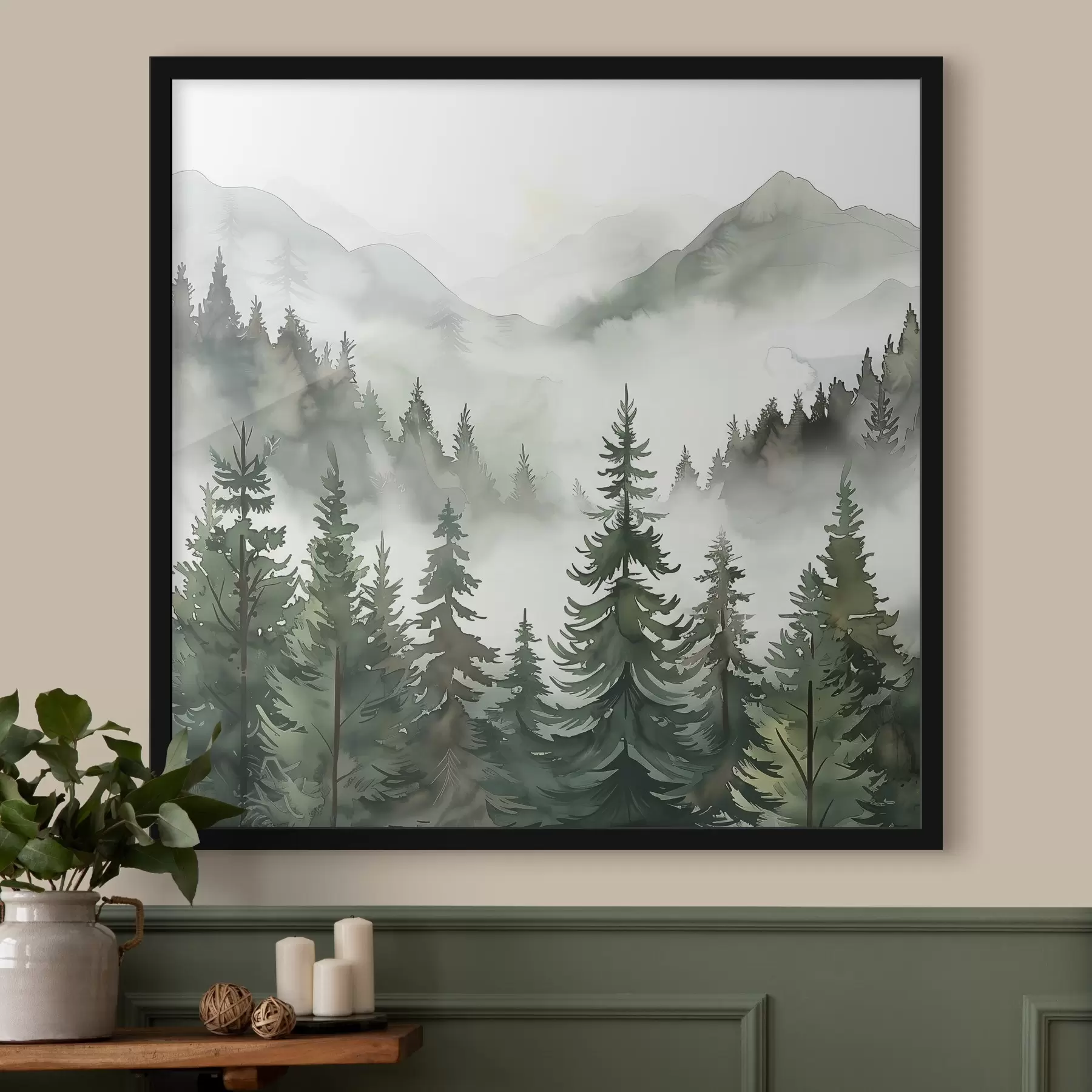 Tableau Paysage d'arbres et de montagnes f38139