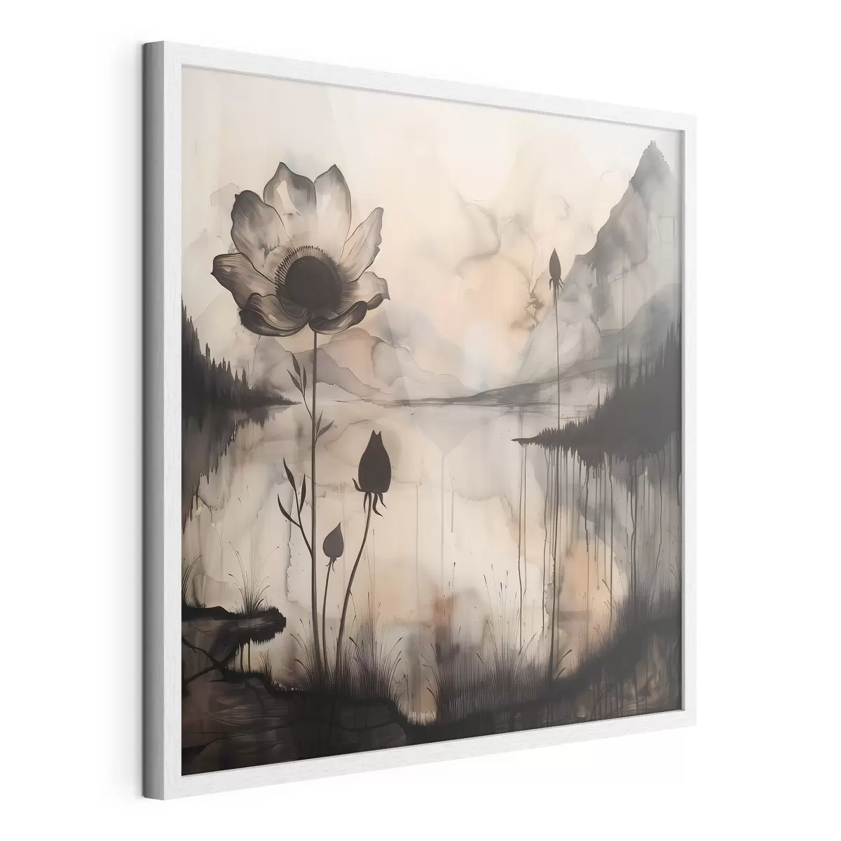 Poster Image d'une fleur et d'un lac f38161