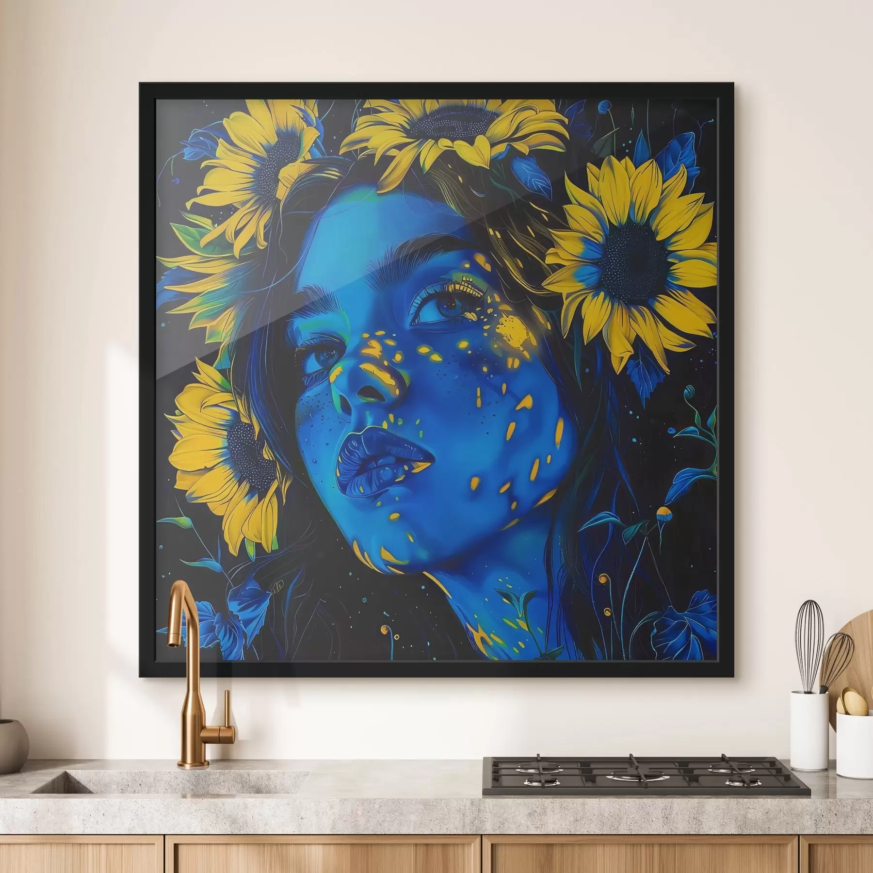 Papier peint Femme avec des tournesols dans les cheveux f38504