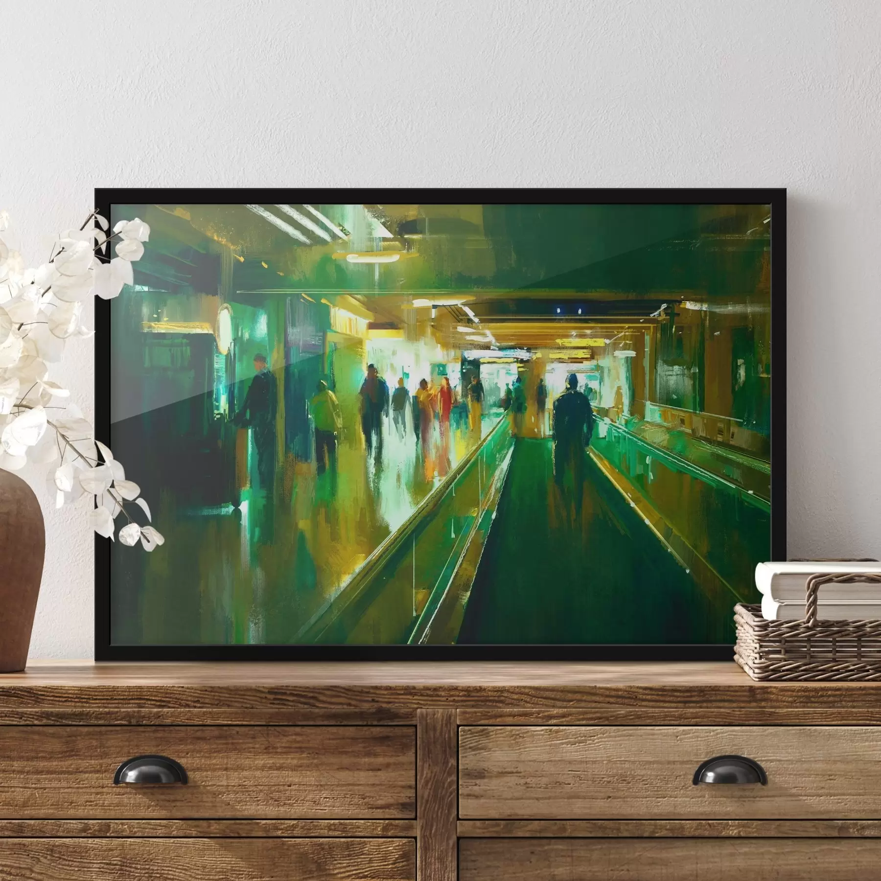 Papier peint Un groupe de personnes marchant sur un escalator f37103