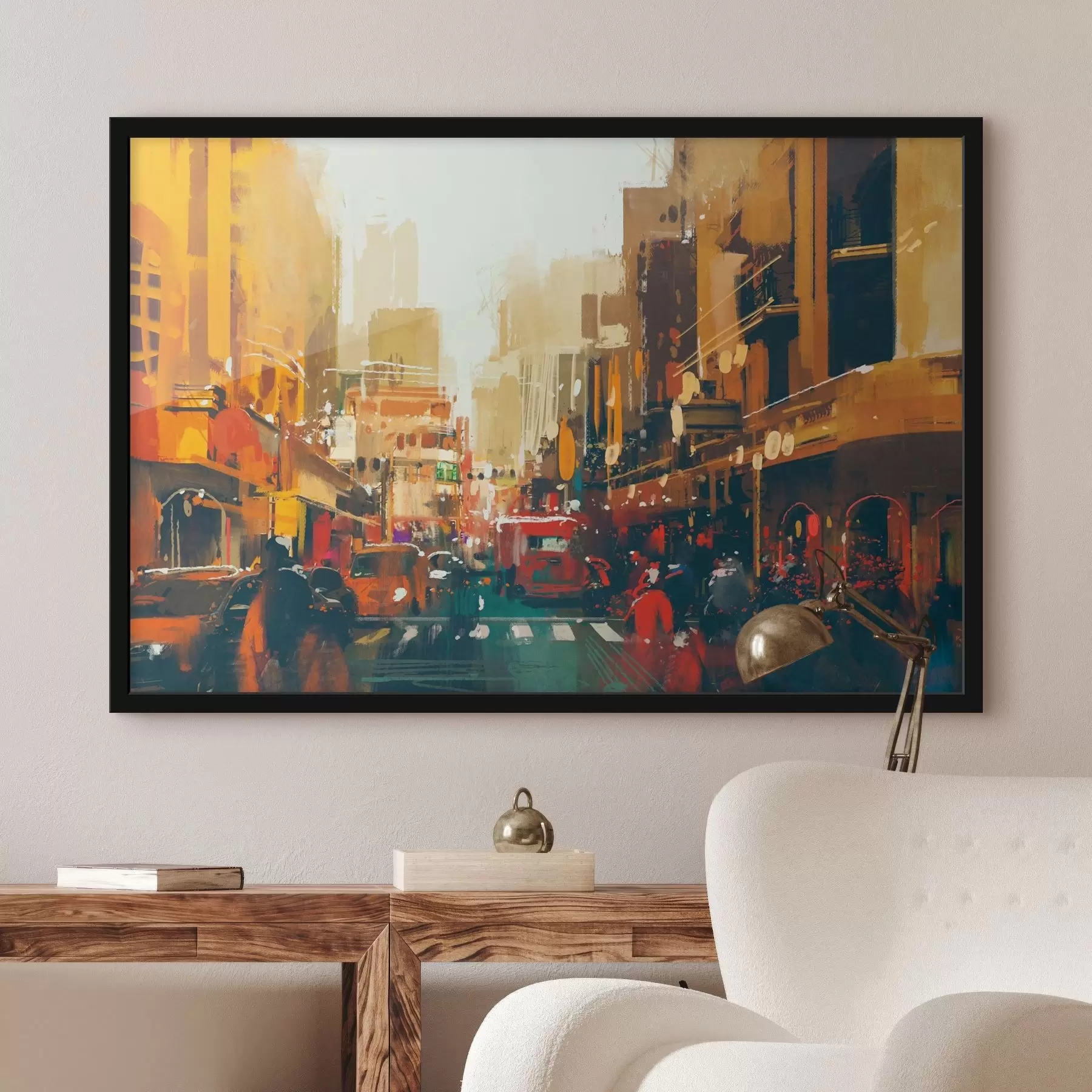 Papier peint Une rue de la ville avec des gens qui marchent f37107