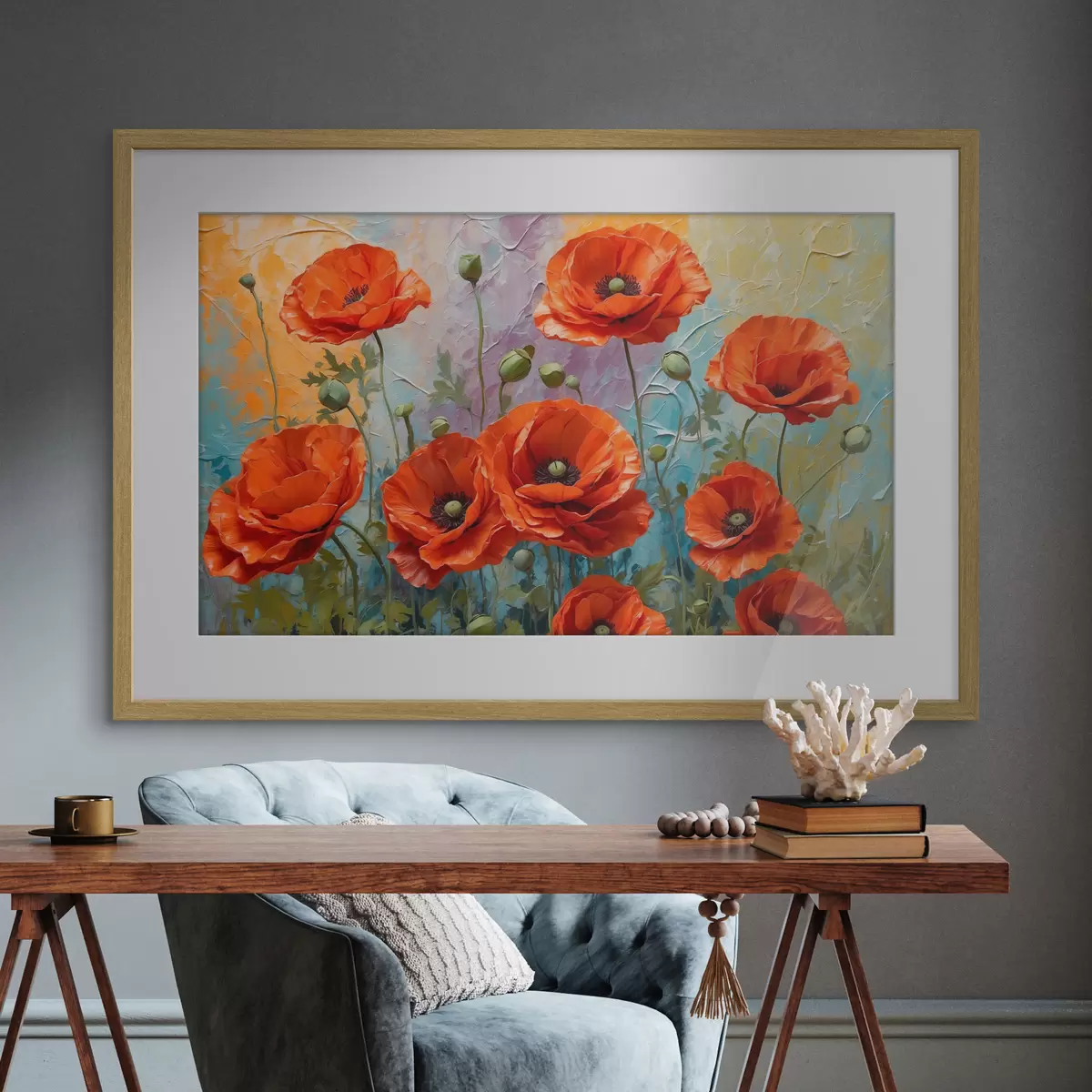 Poster Image montrant des fleurs rouges f37805
