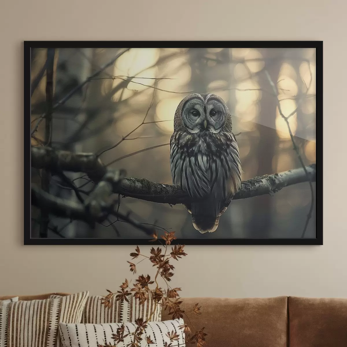 Poster Hibou assis sur une branche f38248