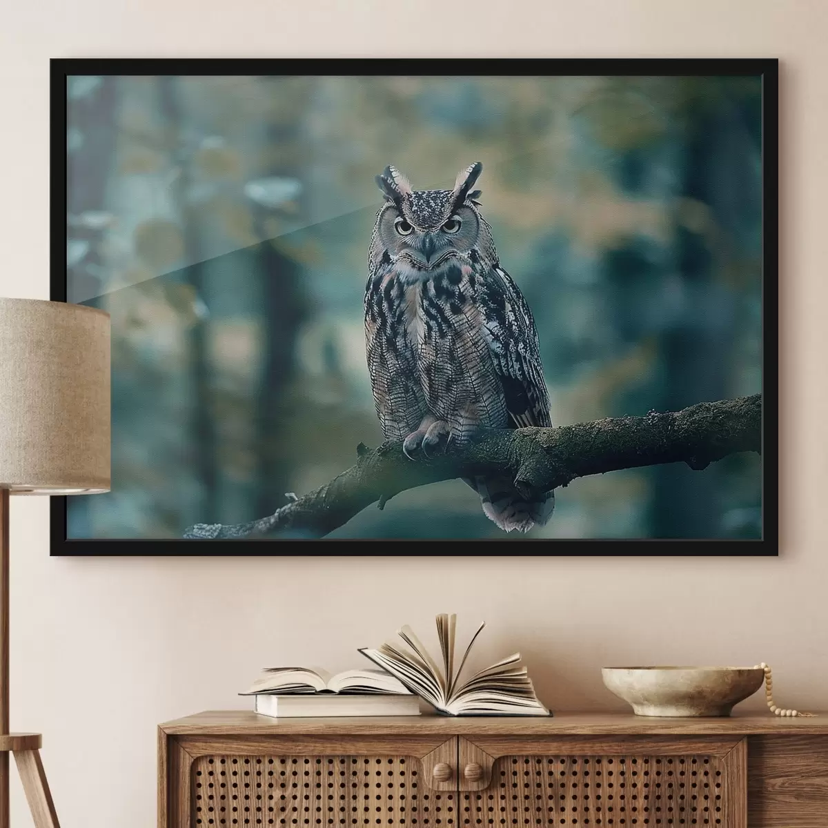 Poster Hibou assis sur une branche f38249