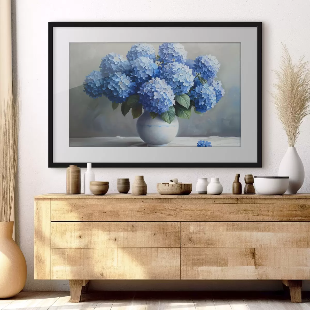 Poster Beaux hortensias bleus dans un vase f38696