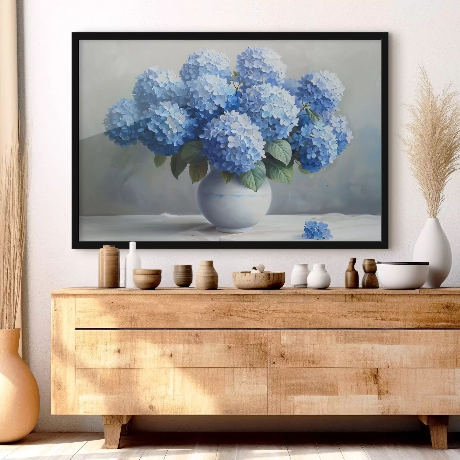Papier peint Beaux hortensias bleus dans un vase f38696