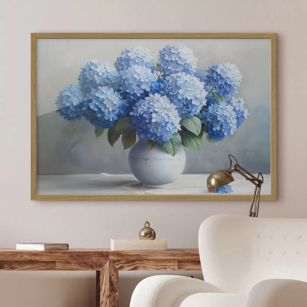 Poster Beaux hortensias bleus dans un vase f38696