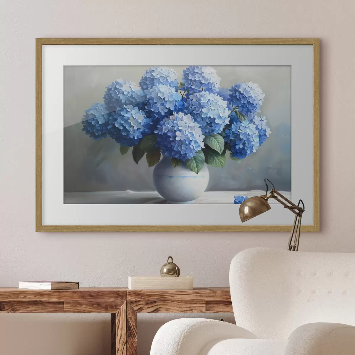 Poster Beaux hortensias bleus dans un vase f38696