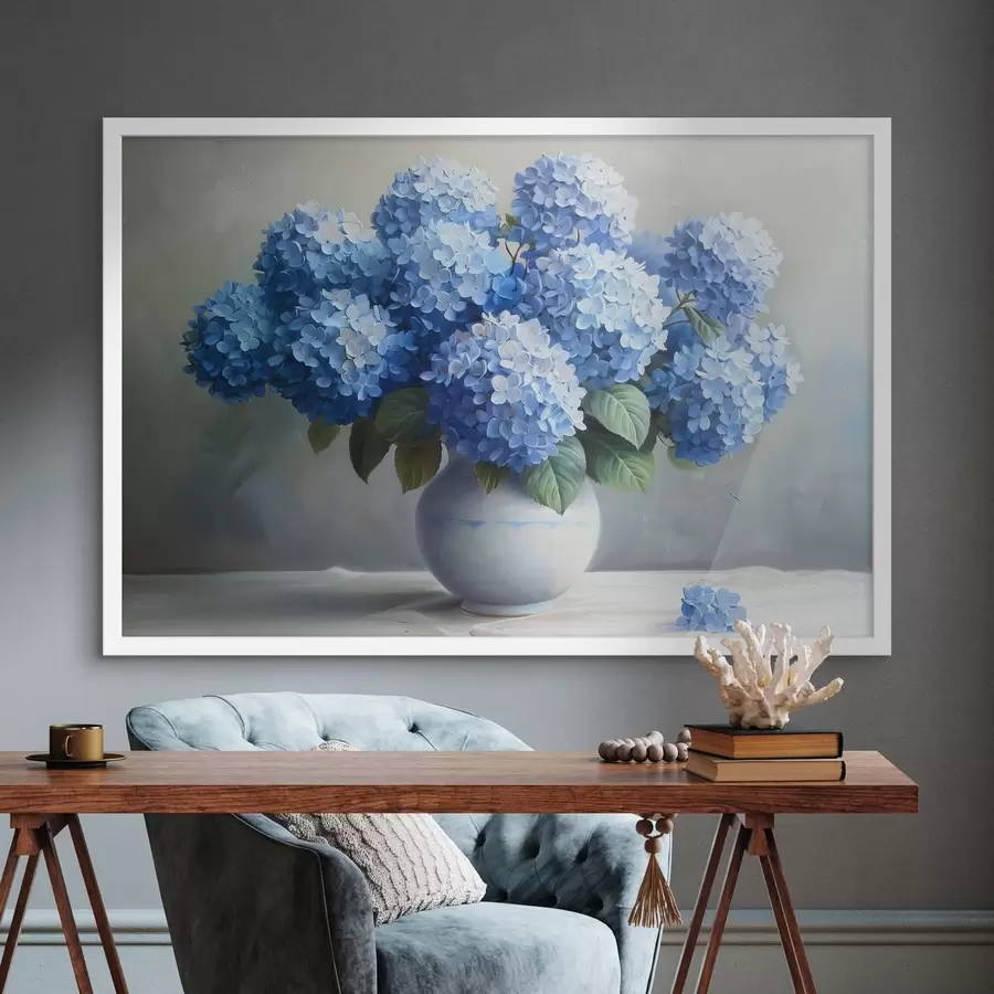 Papier peint Beaux hortensias bleus dans un vase f38696