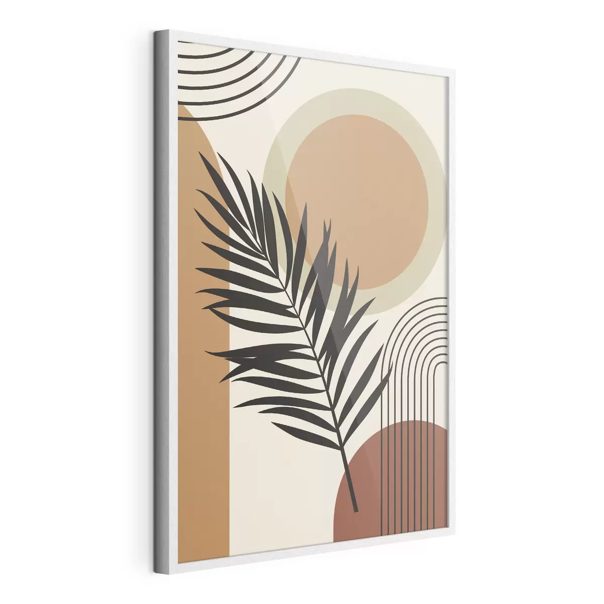 Poster Feuille de palmier sur fond géométrique f36170