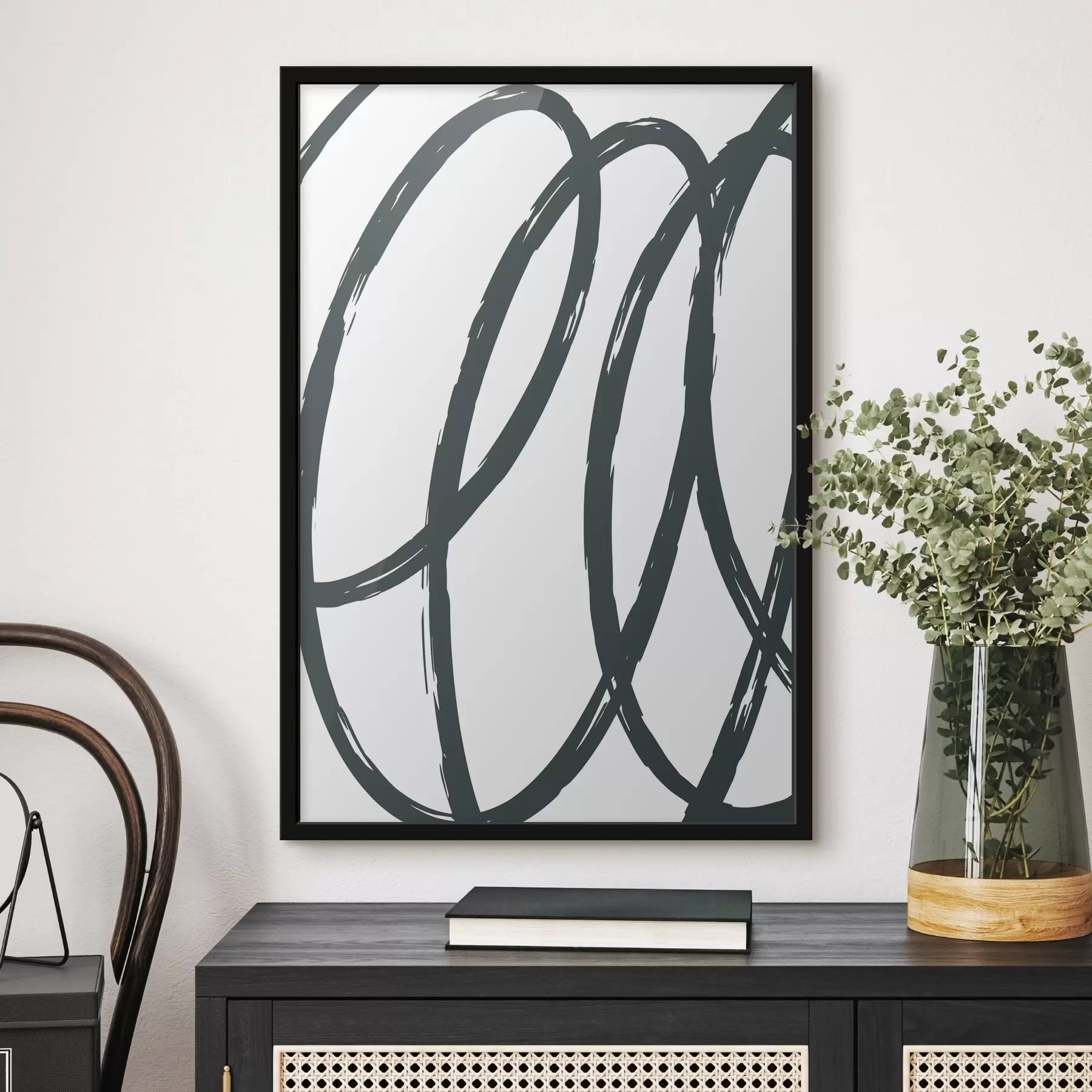 Papier peint Traits entrelacés en style monochrome f36463