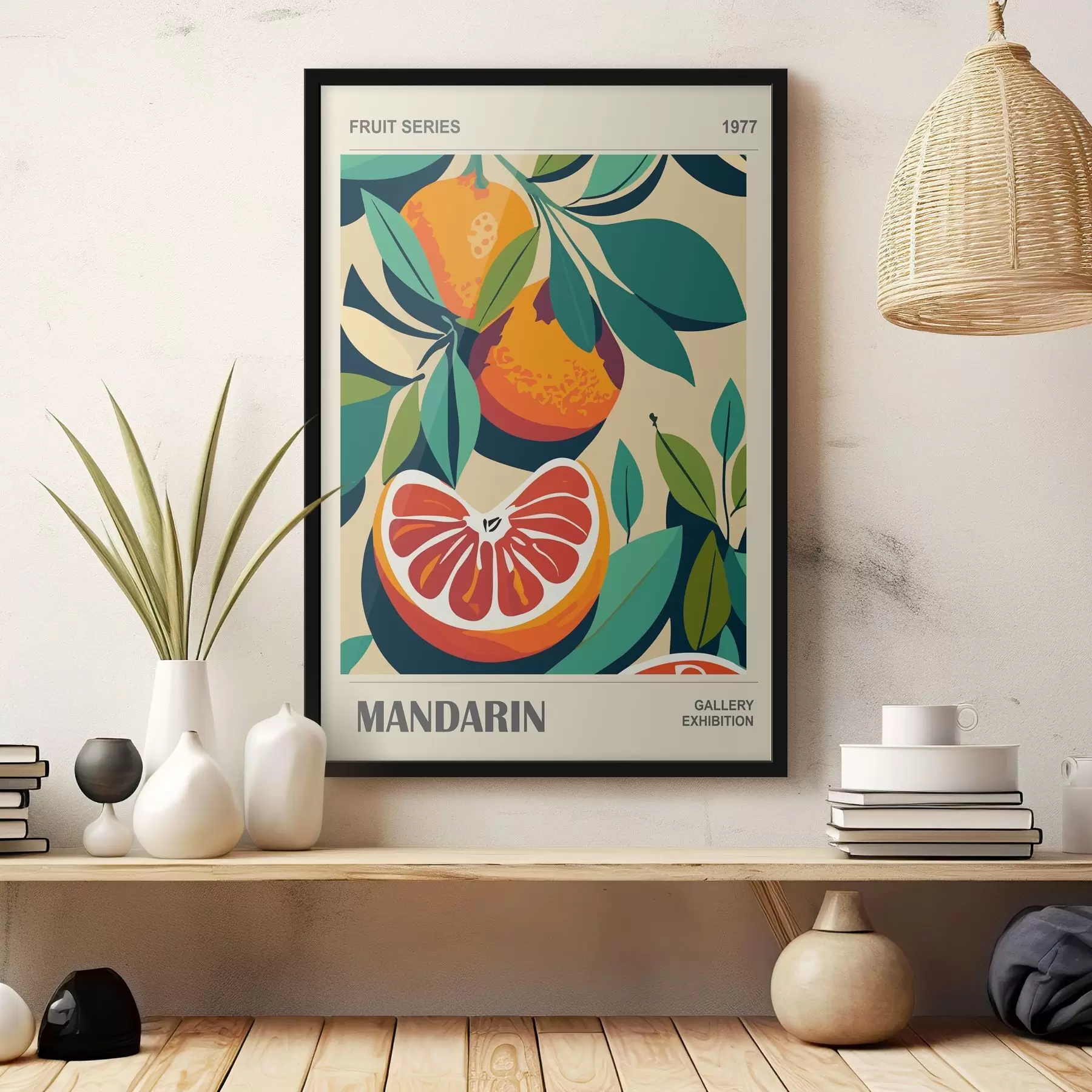 Papier peint Poster avec des oranges et des feuilles f36632