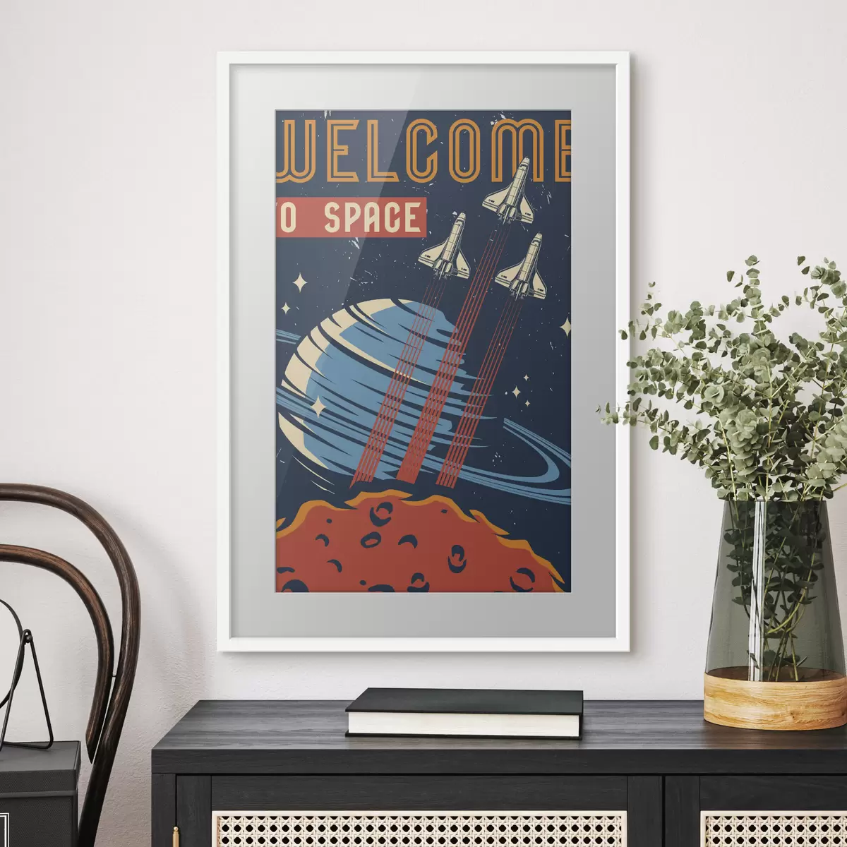 Poster Poster avec des navettes spatiales volant dans le ciel f36832