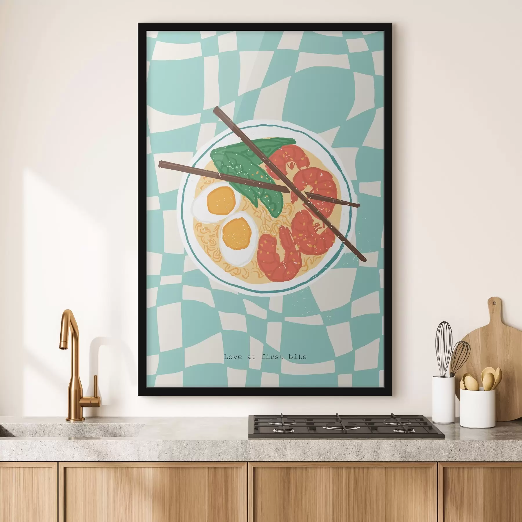 Papier peint Affiche de nourriture ramen élégante, style rétro, pop art f36863