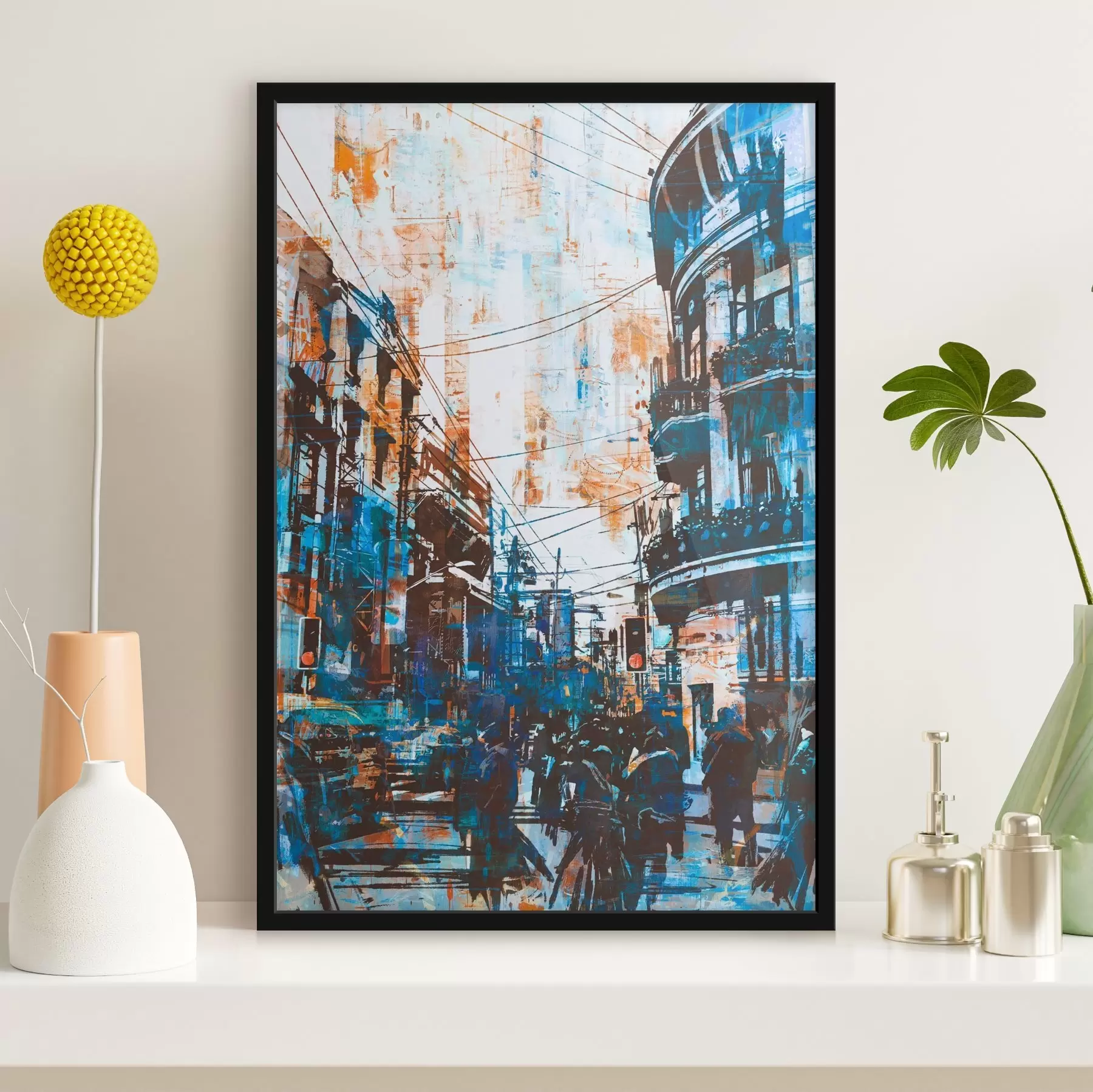 Papier peint Rue avec des bâtiments et des personnes f37087