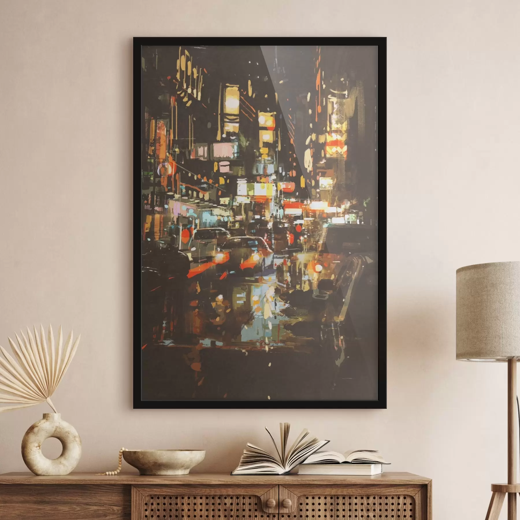 Papier peint Rue de la ville avec voitures et lumières f37097
