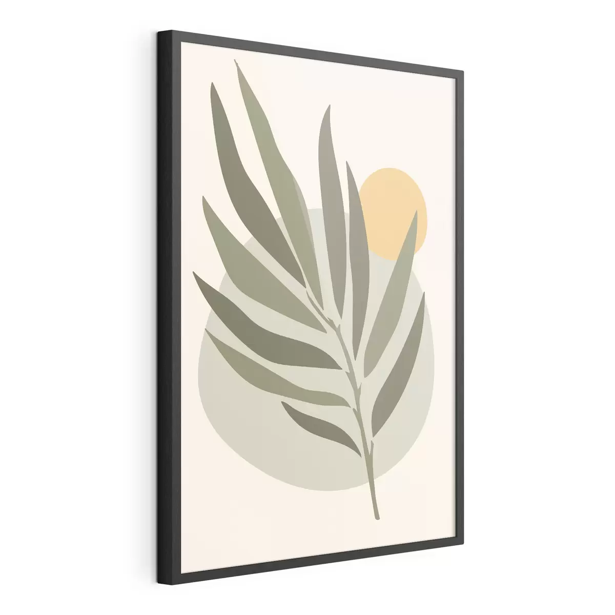 Poster Feuille verte avec un cercle jaune f37442