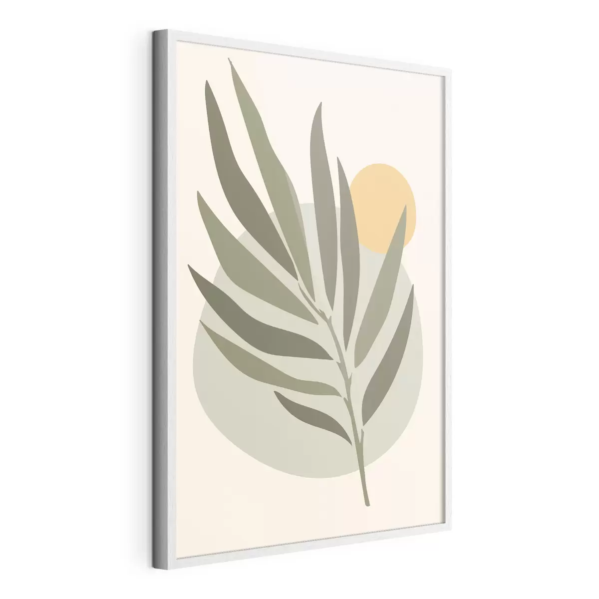 Poster Feuille verte avec un cercle jaune f37442