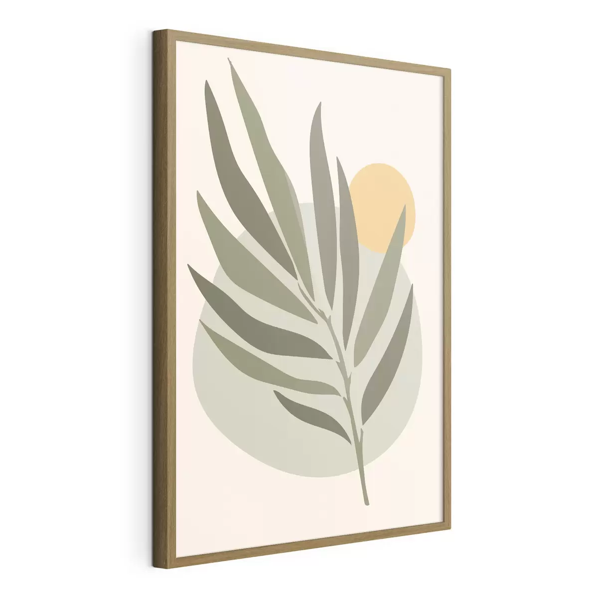 Poster Feuille verte avec un cercle jaune f37442