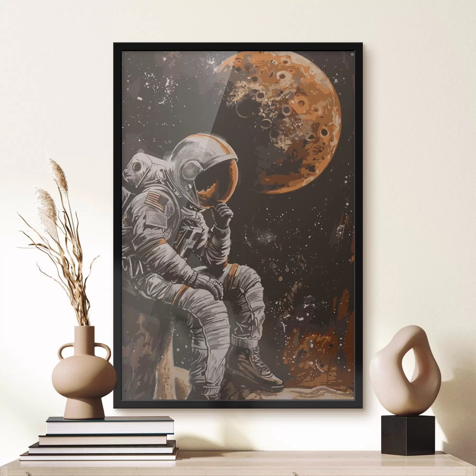 Papier peint Astronaute assis sur un rocher f38316