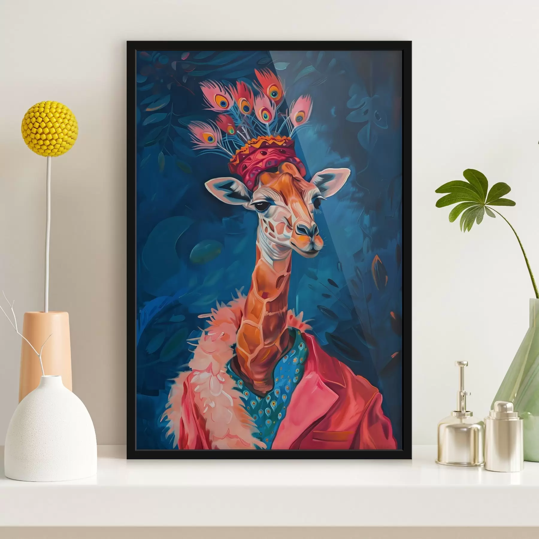 Tableau Girafe en chapeau f38377