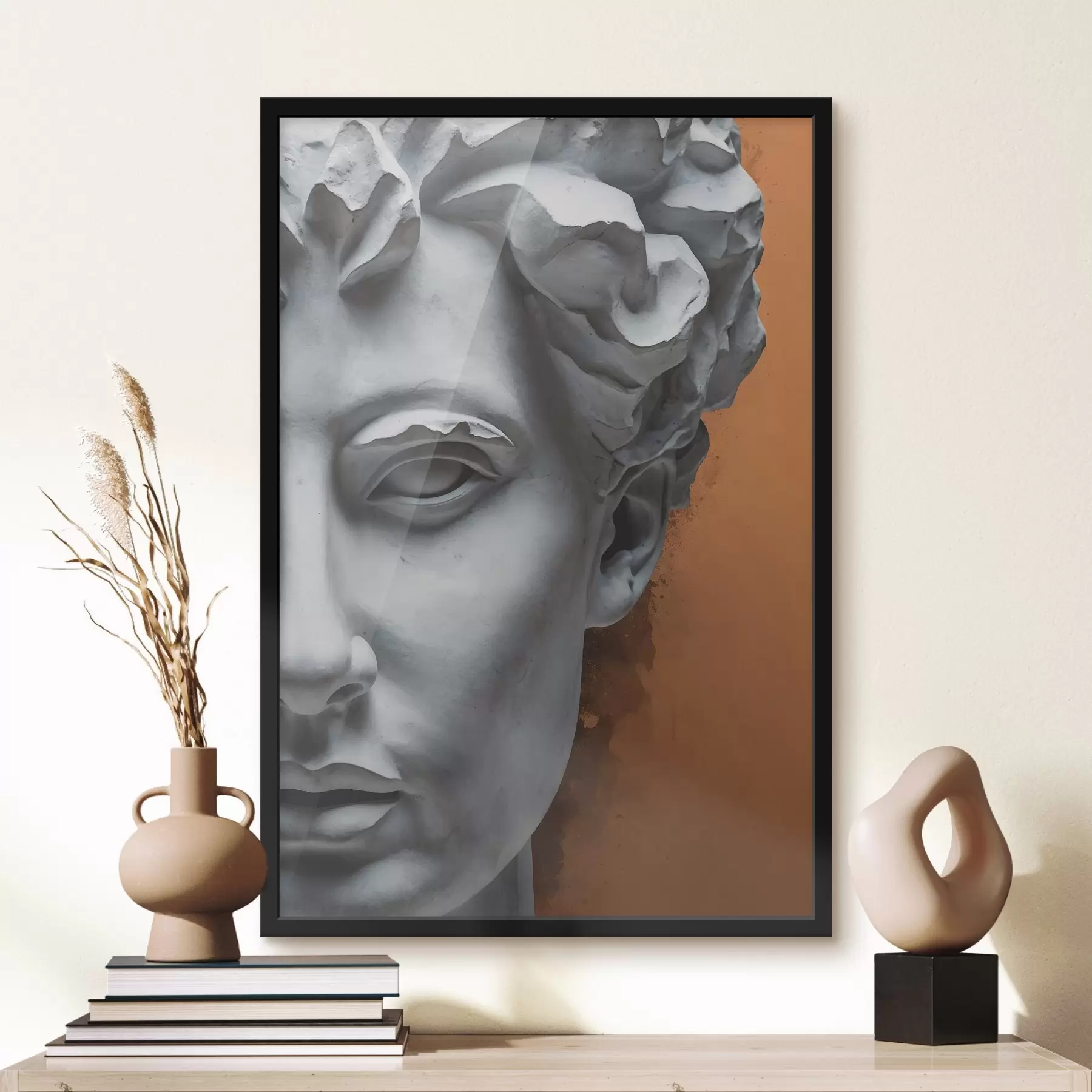 Papier peint Statue représentant un visage d'homme f38433