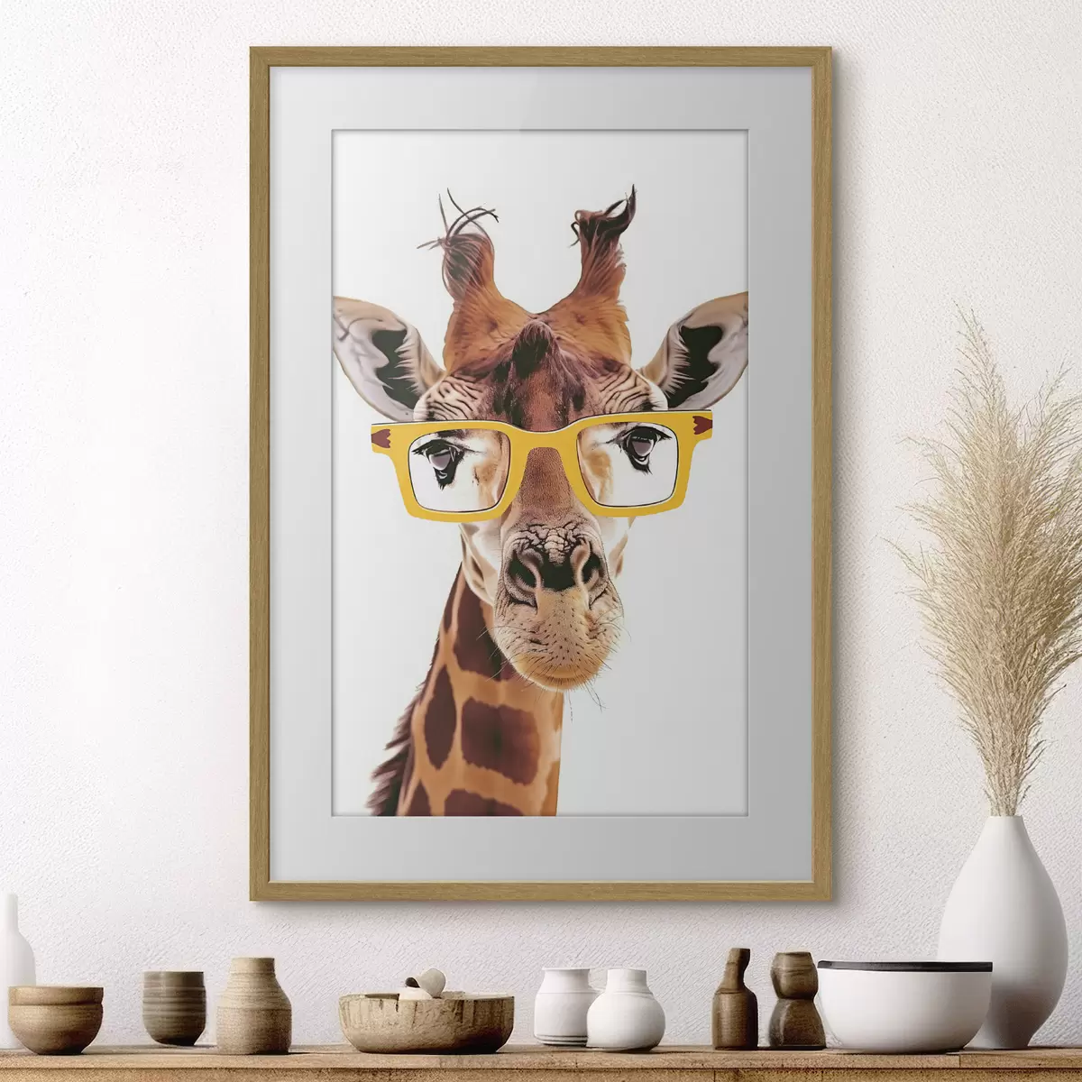 Poster Girafe avec lunettes jaunes f38503