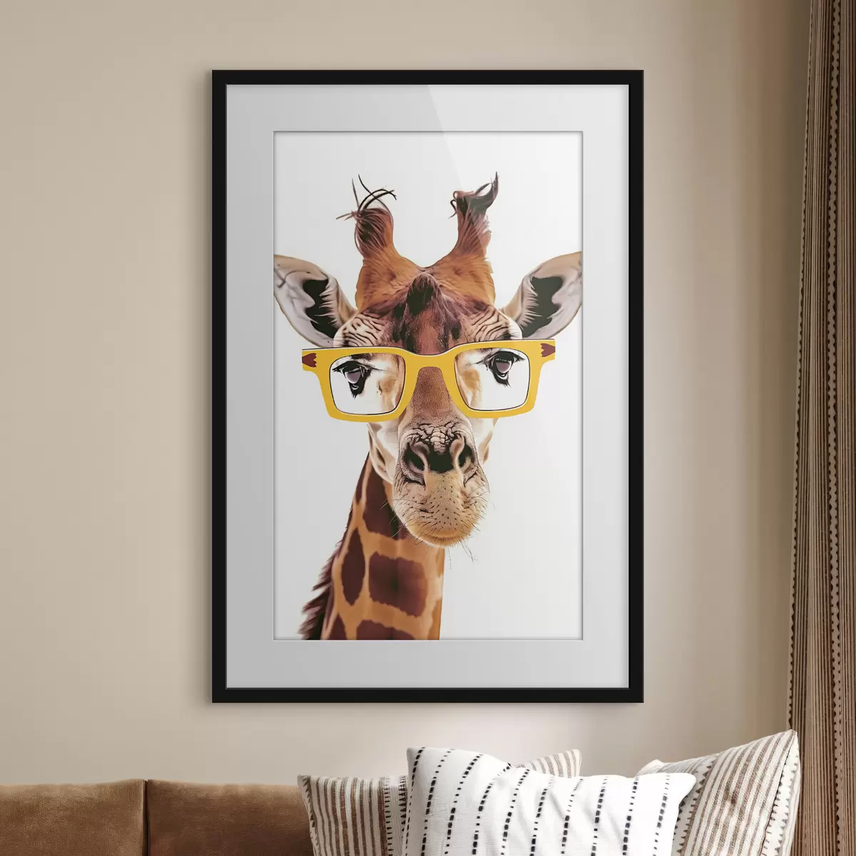 Poster Girafe avec lunettes jaunes f38503
