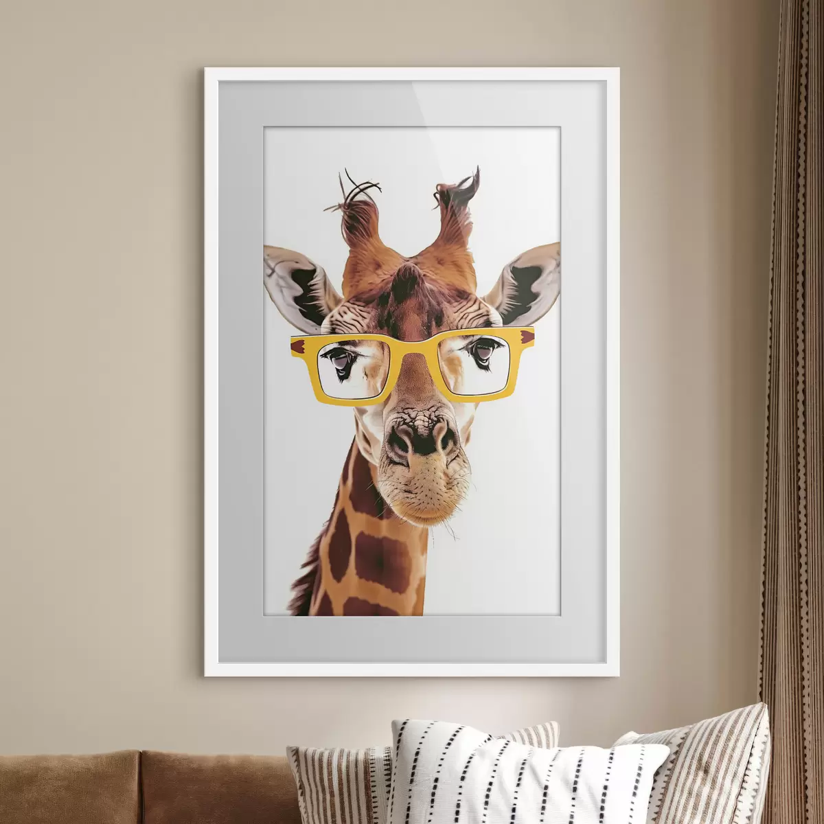 Poster Girafe avec lunettes jaunes f38503