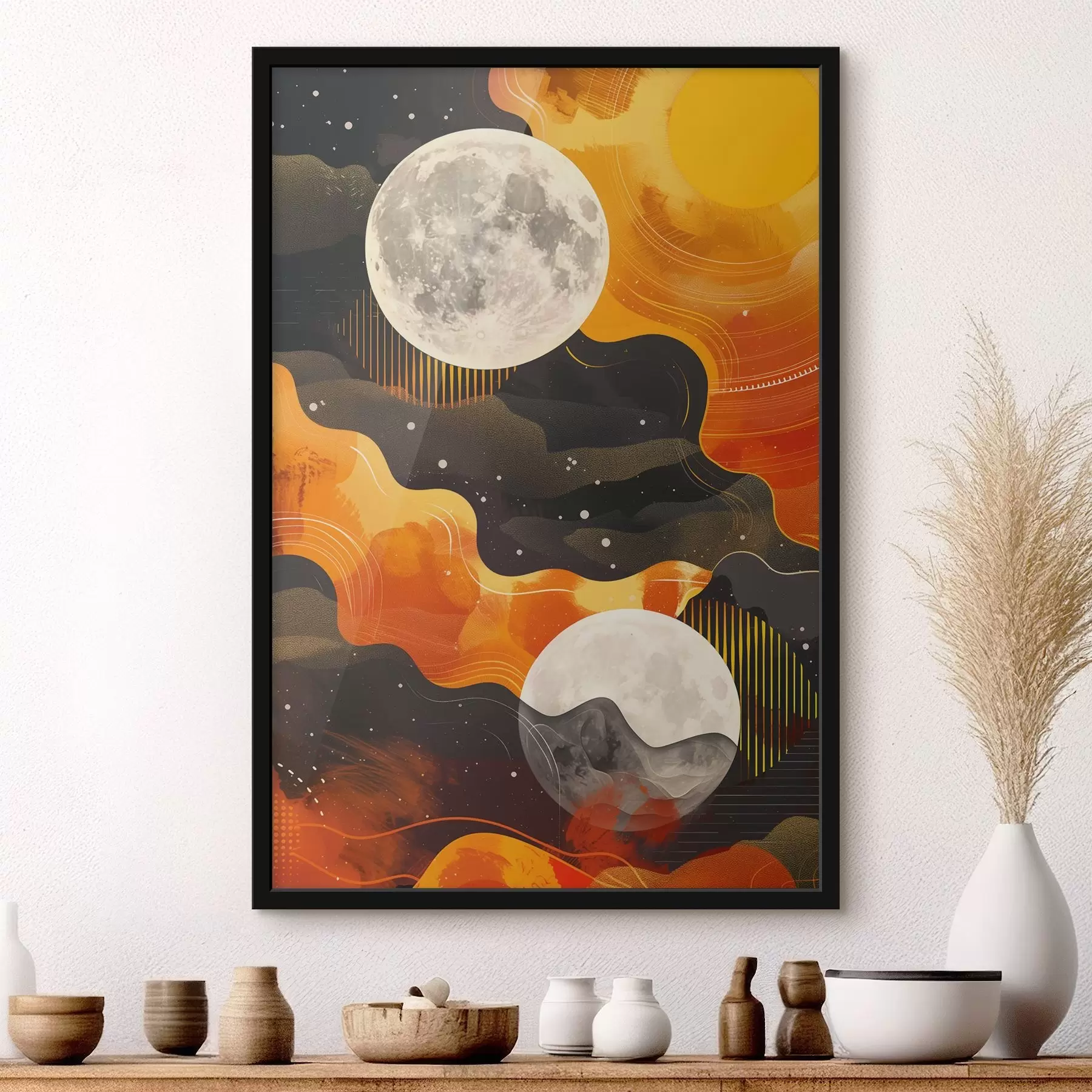 Papier peint Lune et nuages dans le ciel f38522