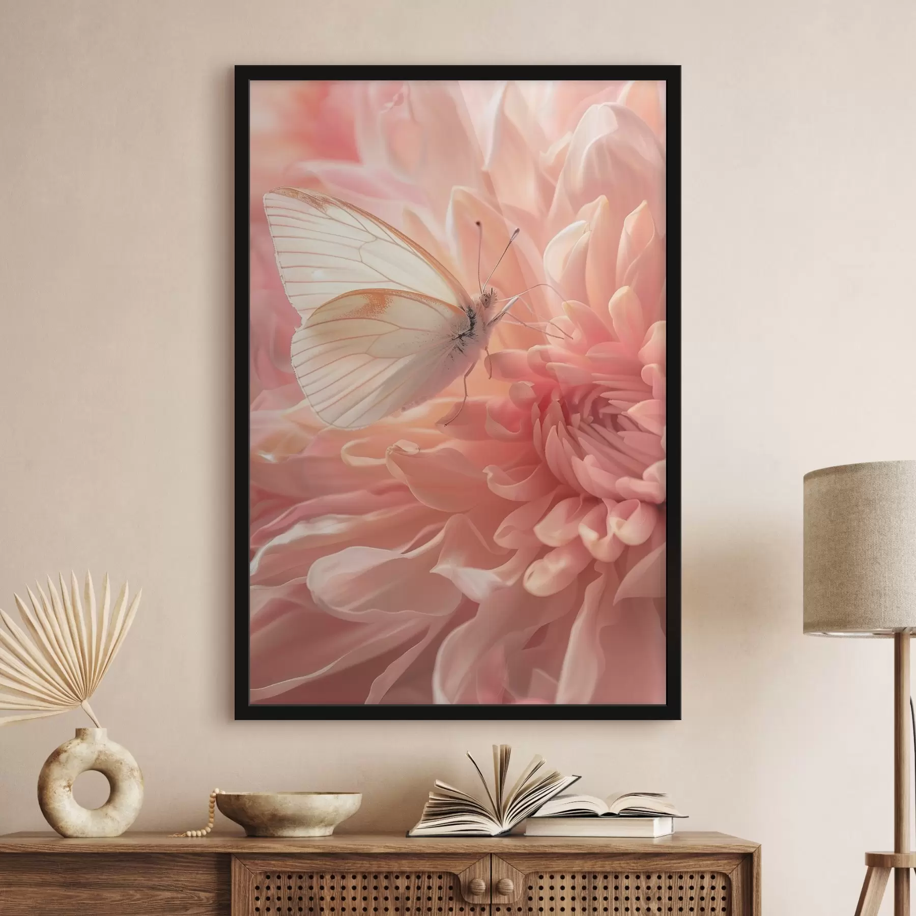 Papier peint Papillon délicat sur des pétales doux f39068