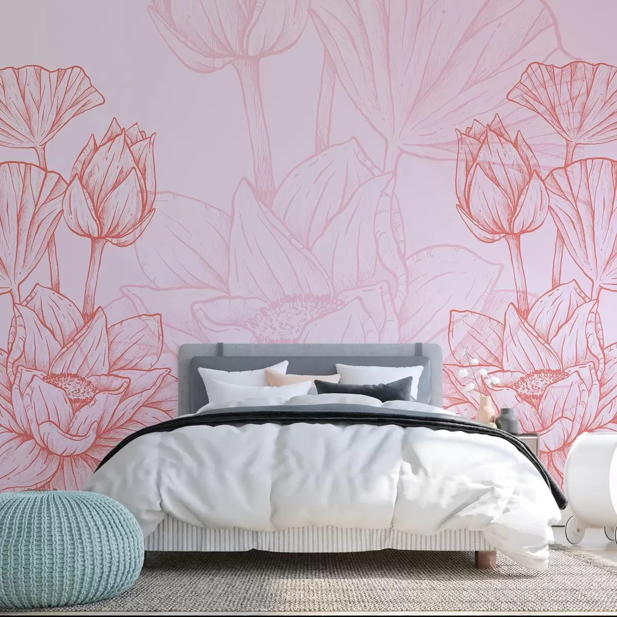 Papier peint Grandes fleurs dans les tons roses w02541 buy France - Uwalls.fr Papier peint Grandes fleurs dans les tons roses w02541