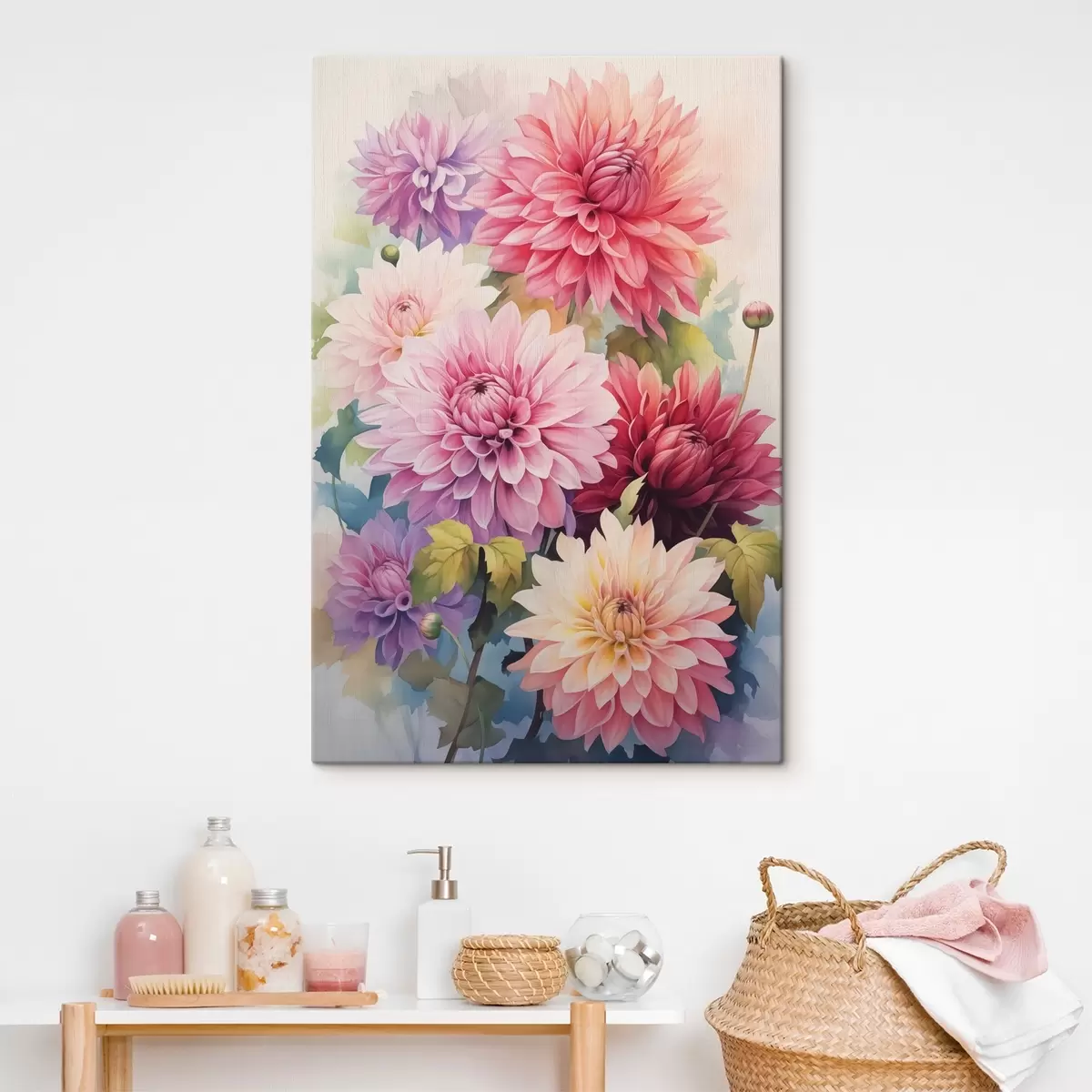 Tableau Chrysanthèmes lumineux imitation aquarelle s42116