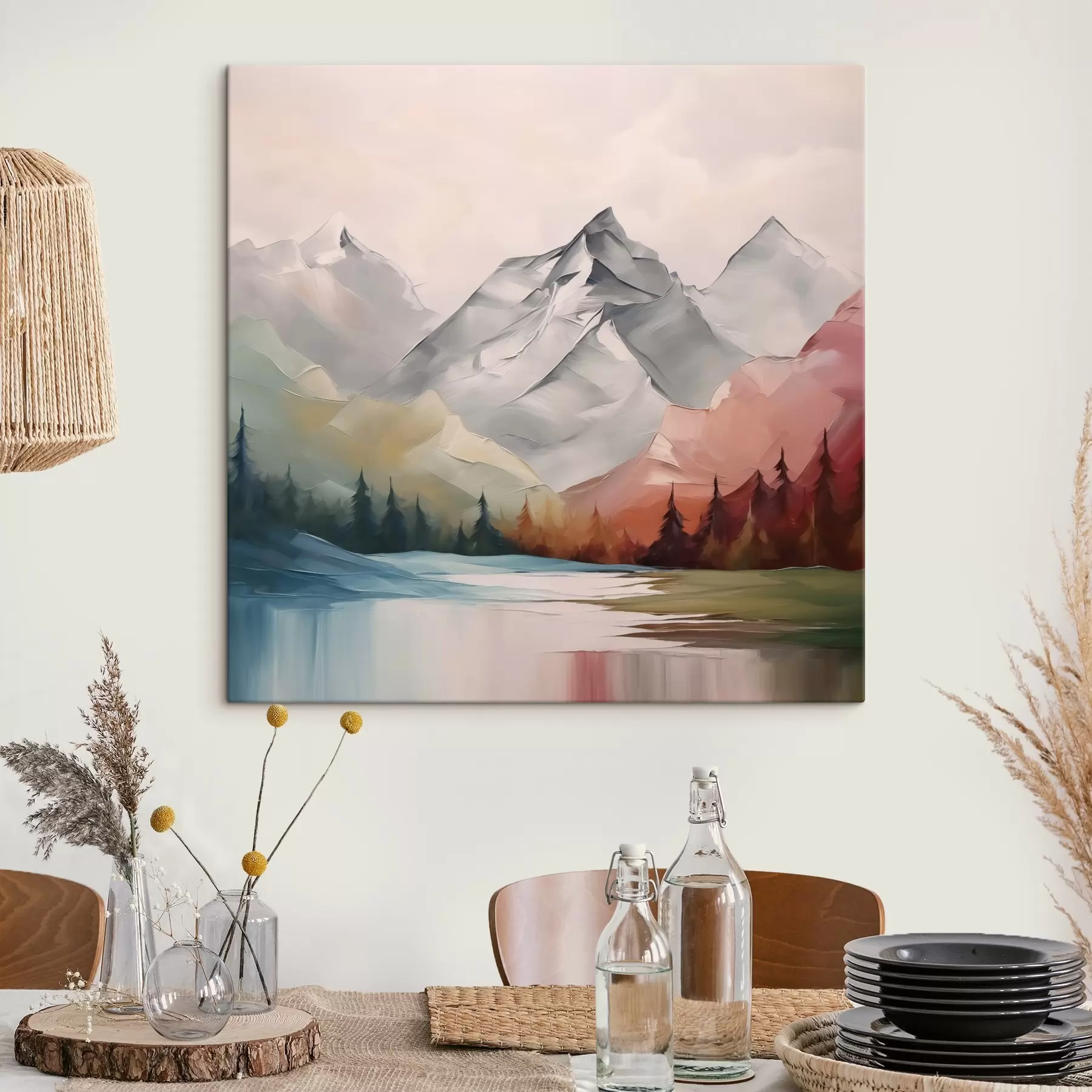 Papier peint Montagnes et forêts imitation peinture s42128