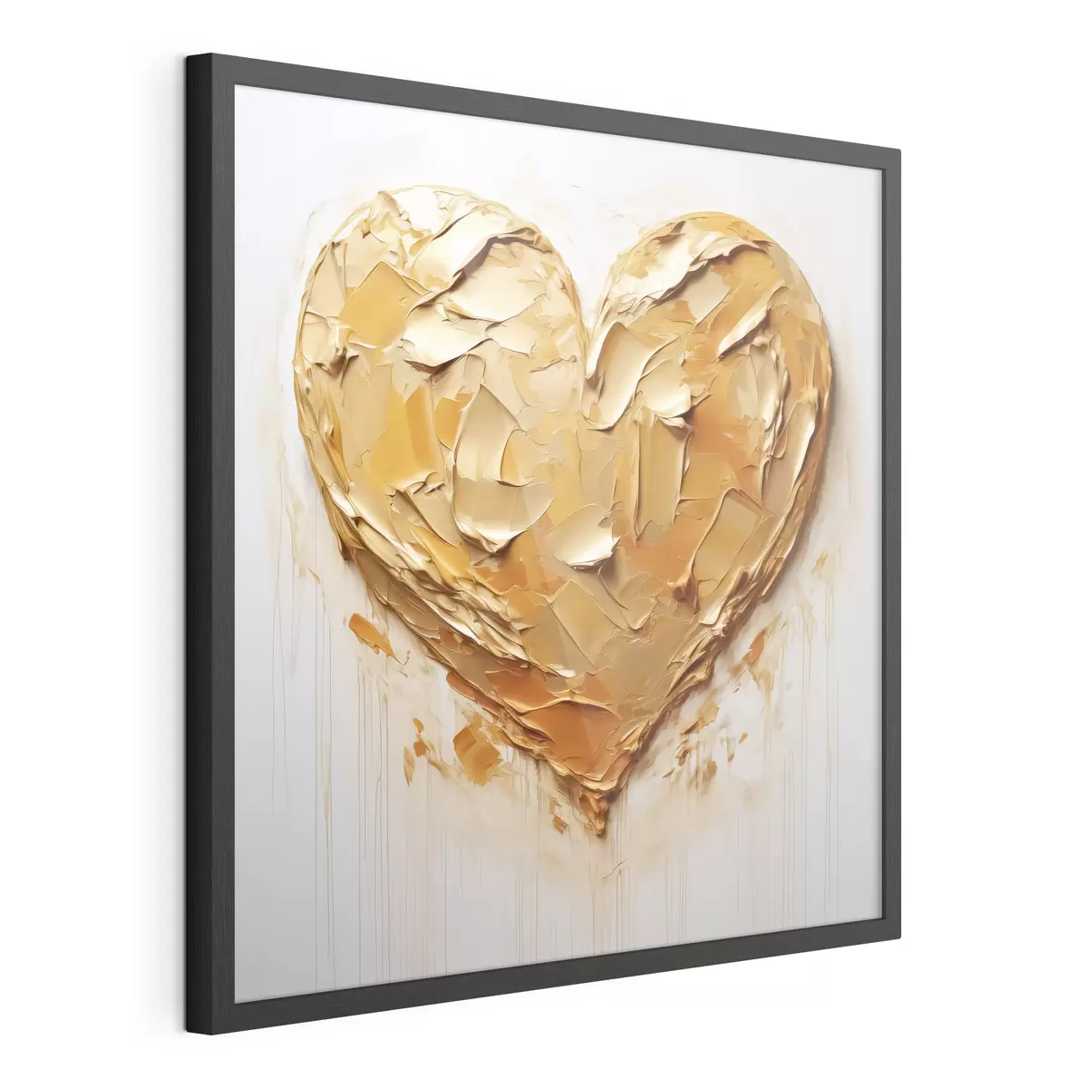 Poster Imitation de coups de pinceau en forme de cœur, tons jaune et orange f42124
