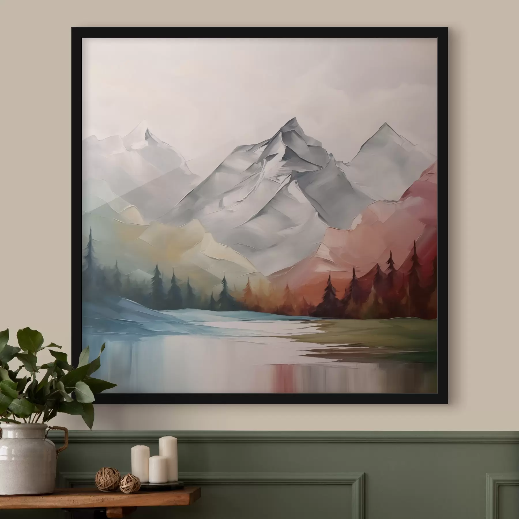 Papier peint Montagnes et forêts imitation peinture f42128