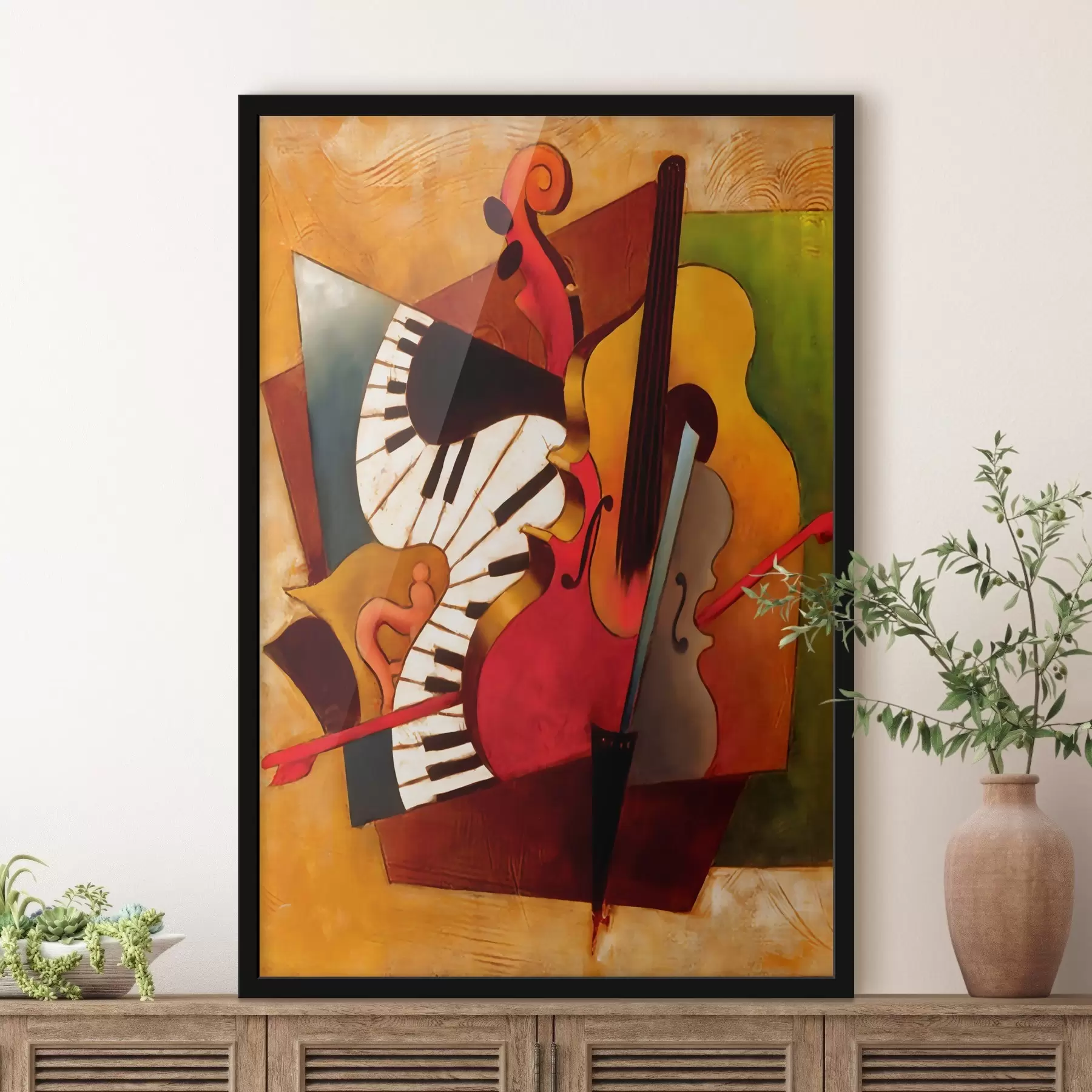 Tableau Famille d'instruments de musique, d'instruments à cordes et de violons f04342