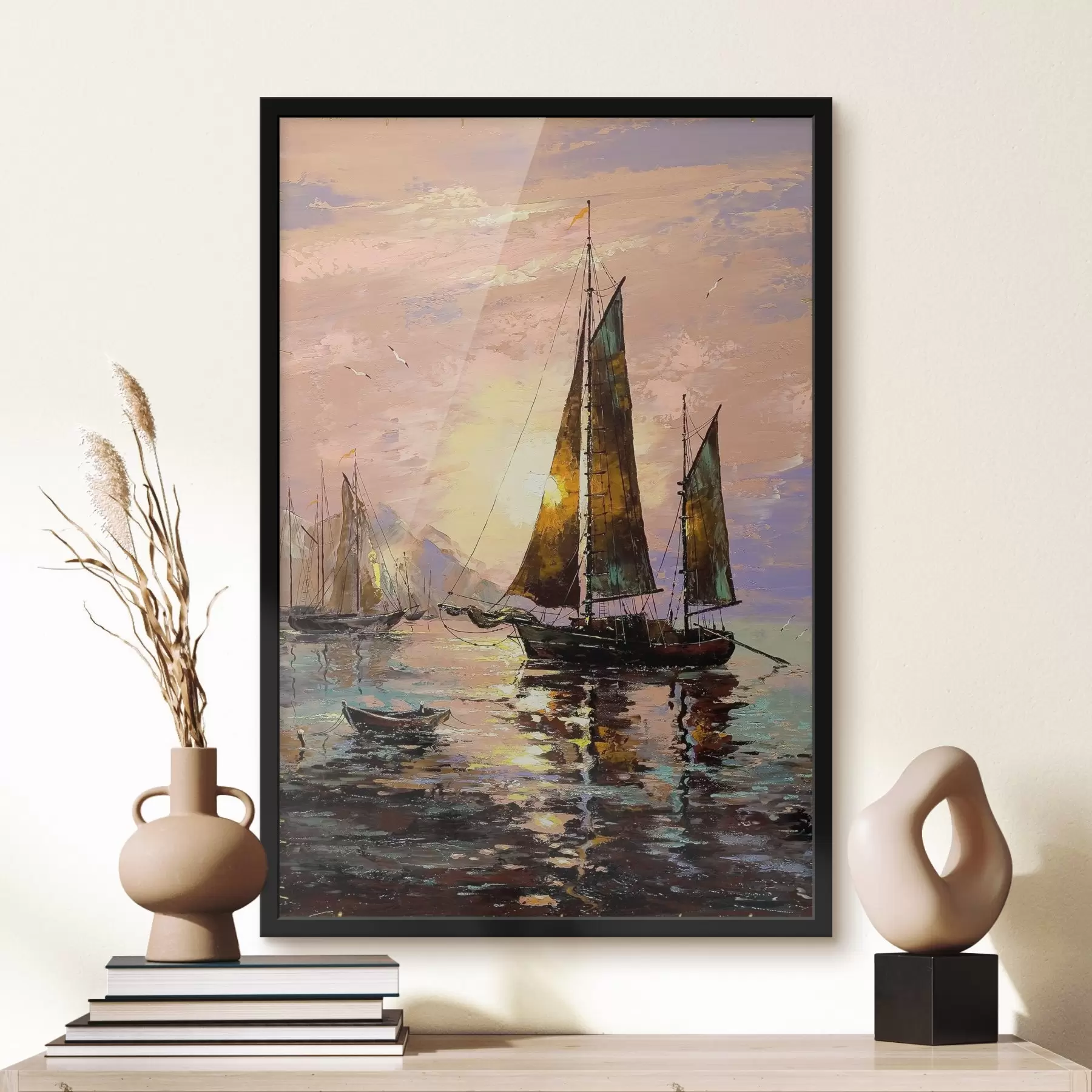 Papier peint Eau, bateau et nuage f16670