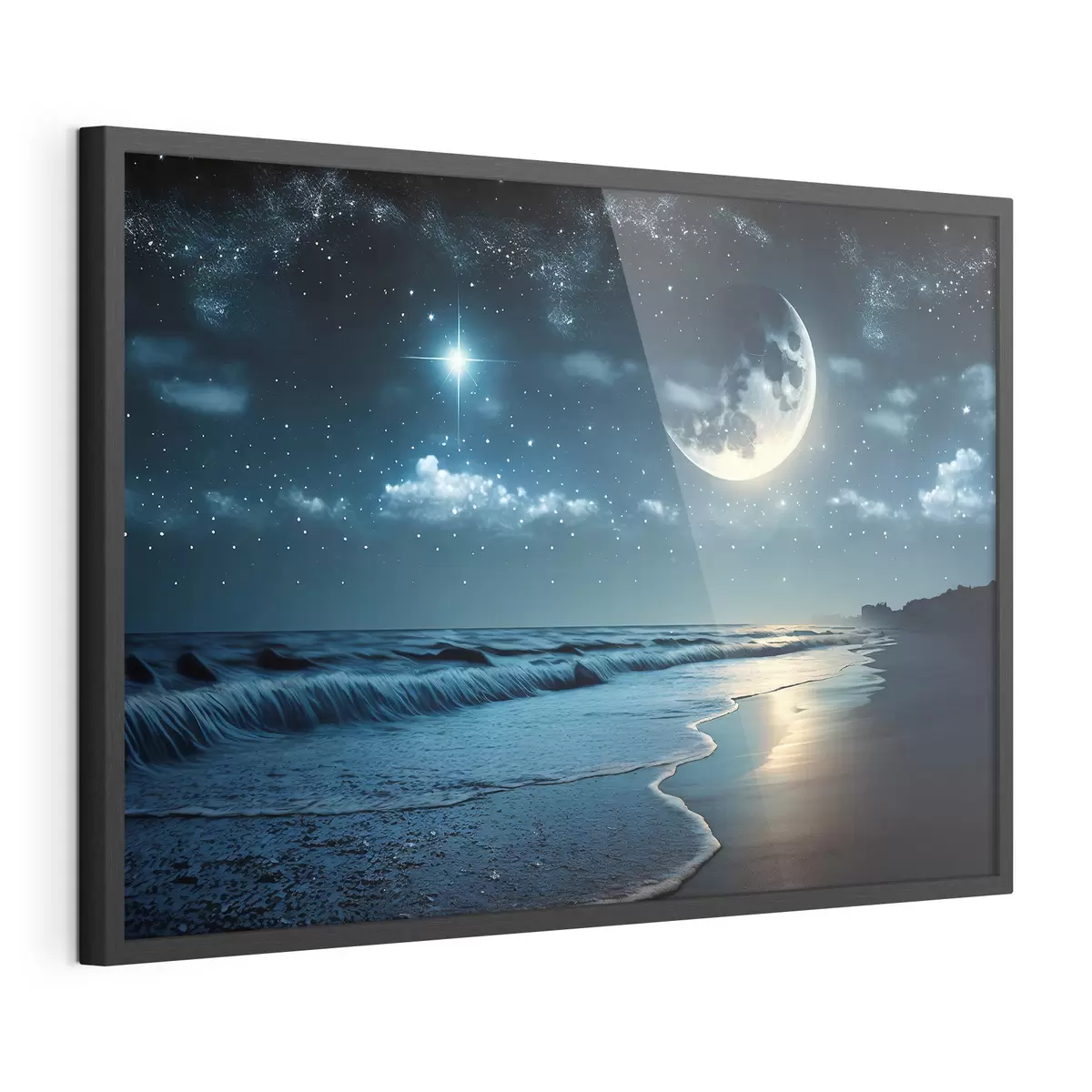 Poster Grande lune sur la mer nocturne f31111